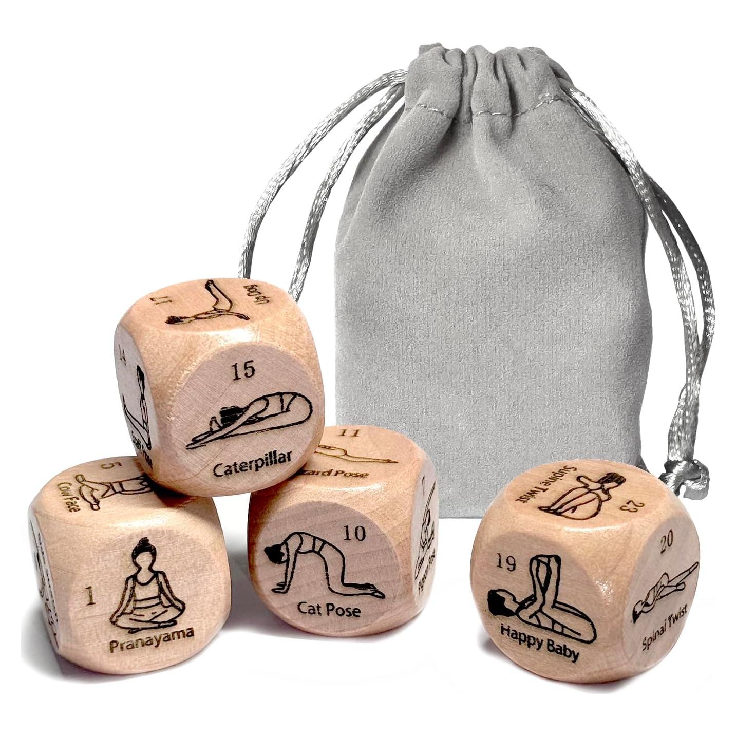 Juego de Dados de Madera para Yoga YANGJJ - 4 Piezas 25mm