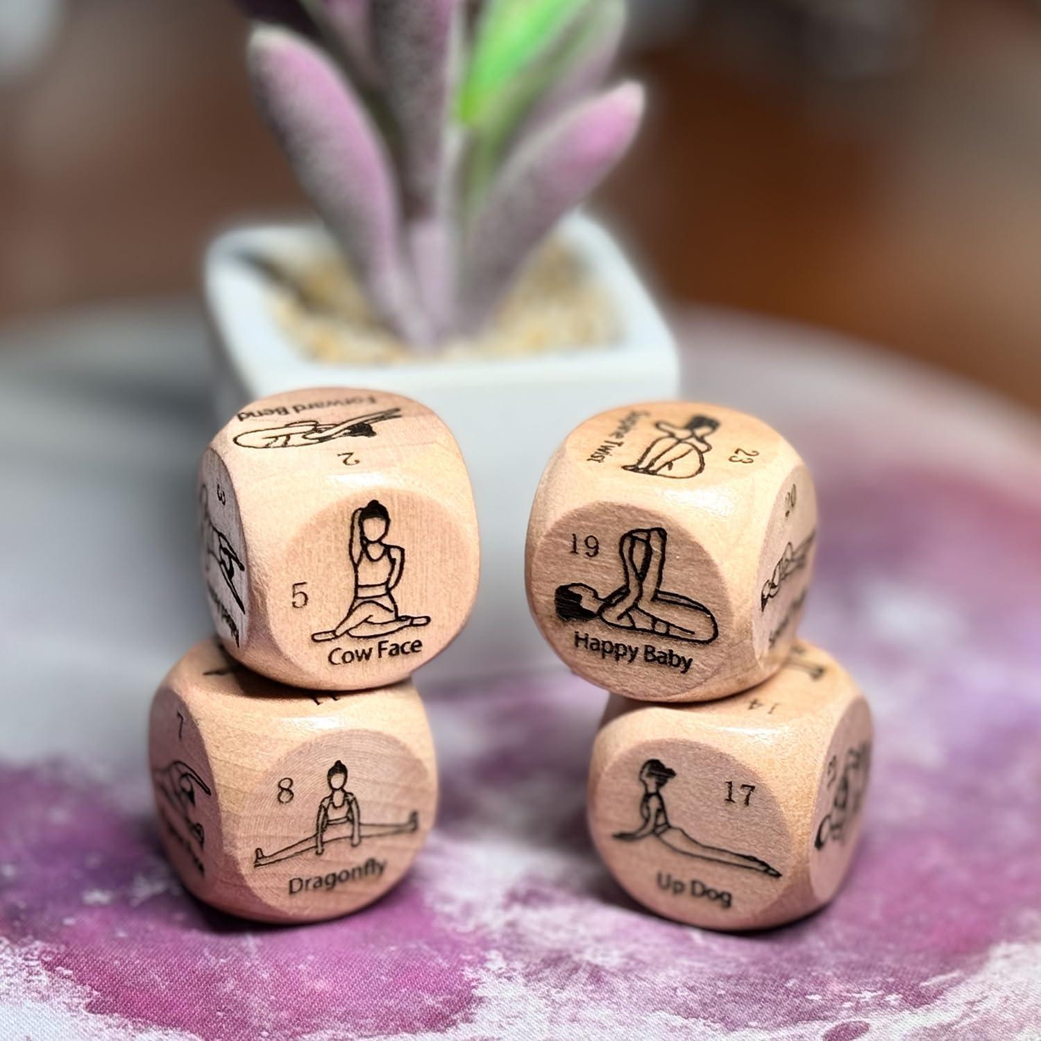 Juego de Dados de Madera para Yoga YANGJJ - 4 Piezas 25mm