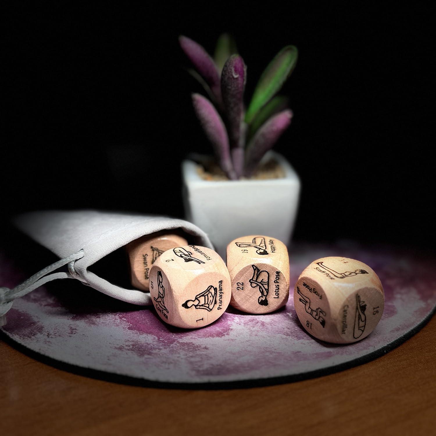 Juego de Dados de Madera para Yoga YANGJJ - 4 Piezas 25mm