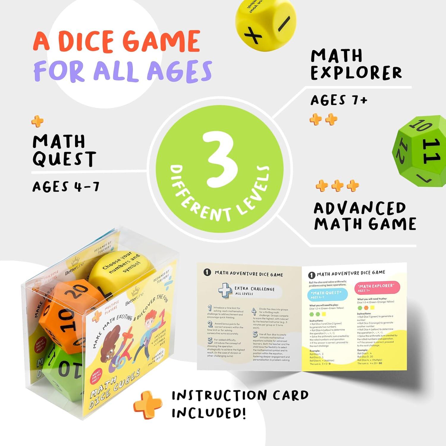 Juego de Dados Matemáticos BetterLine - Actividad Educativa Familiar