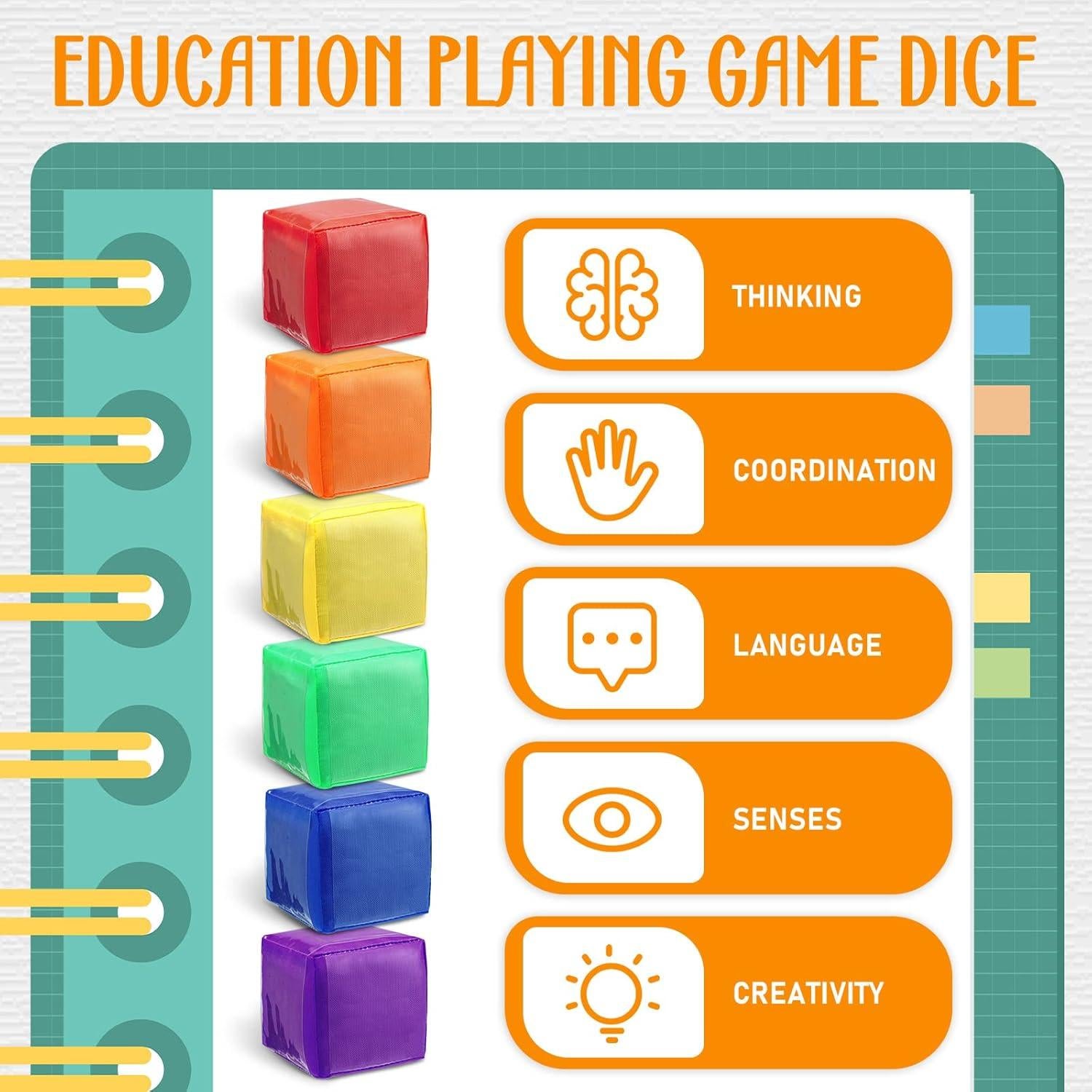 Dados de Espuma Yilloog 8 cm 6 Piezas para Aula y Juegos