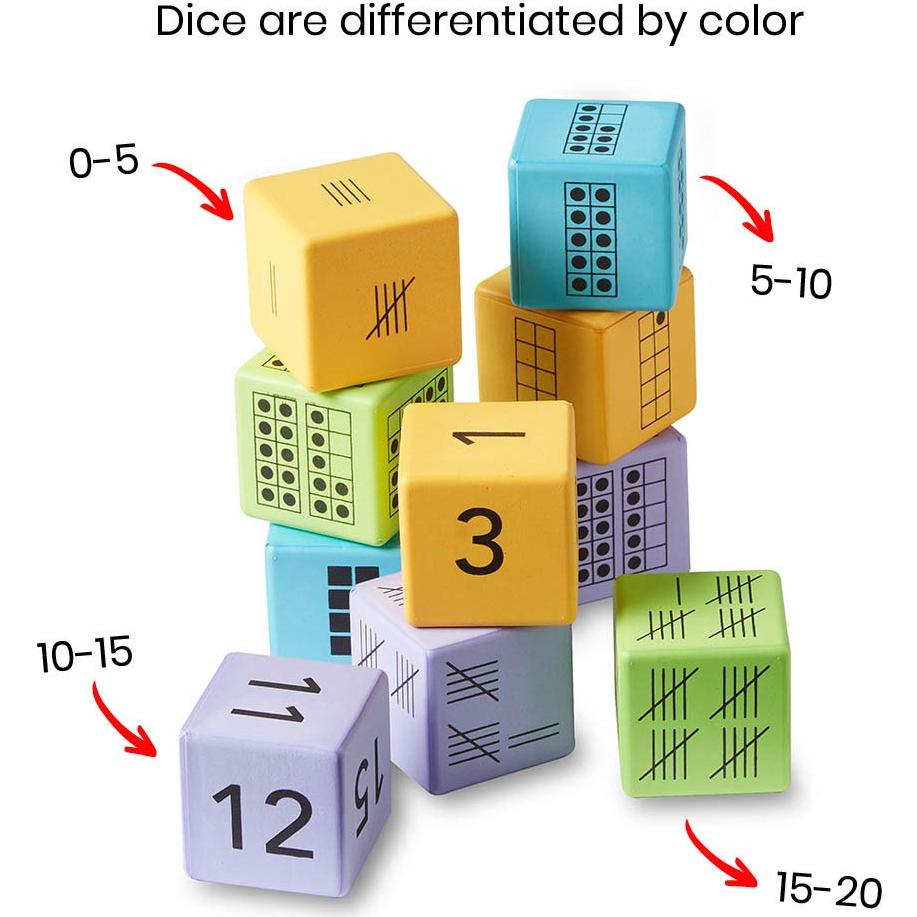 Set de Dados Matemáticos Hand2Mind para Niños 5-8 Años - 16 Piezas