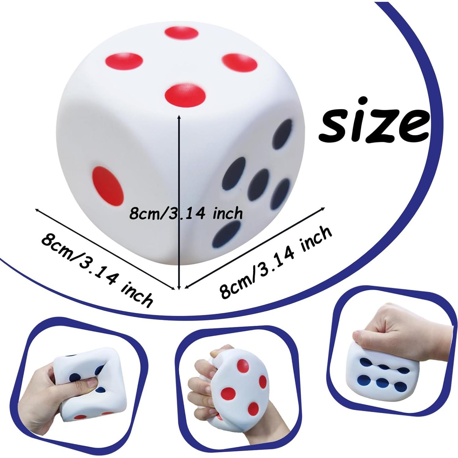 Paquete de 2 pelotas de estrés Dshengoo en forma de dados 7.87 cm