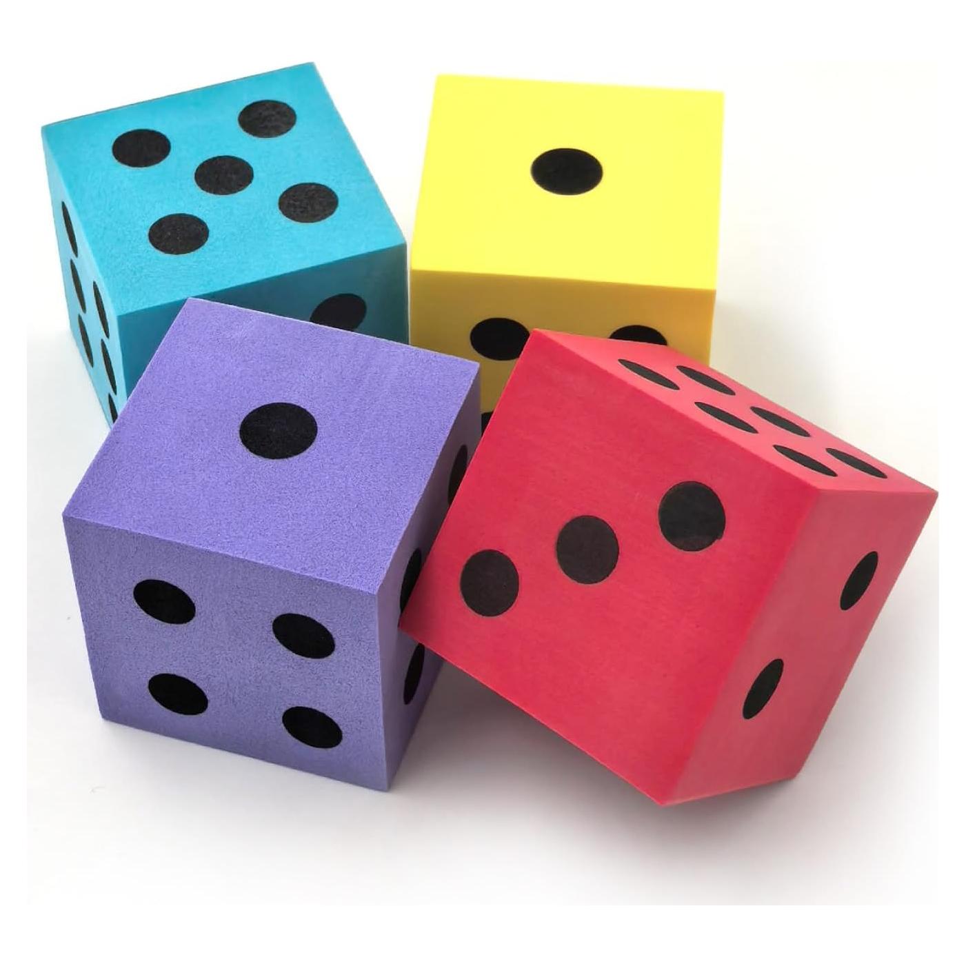Dados de Espuma Deke Home - Paquete de 4, 5 cm, Colores Brillantes