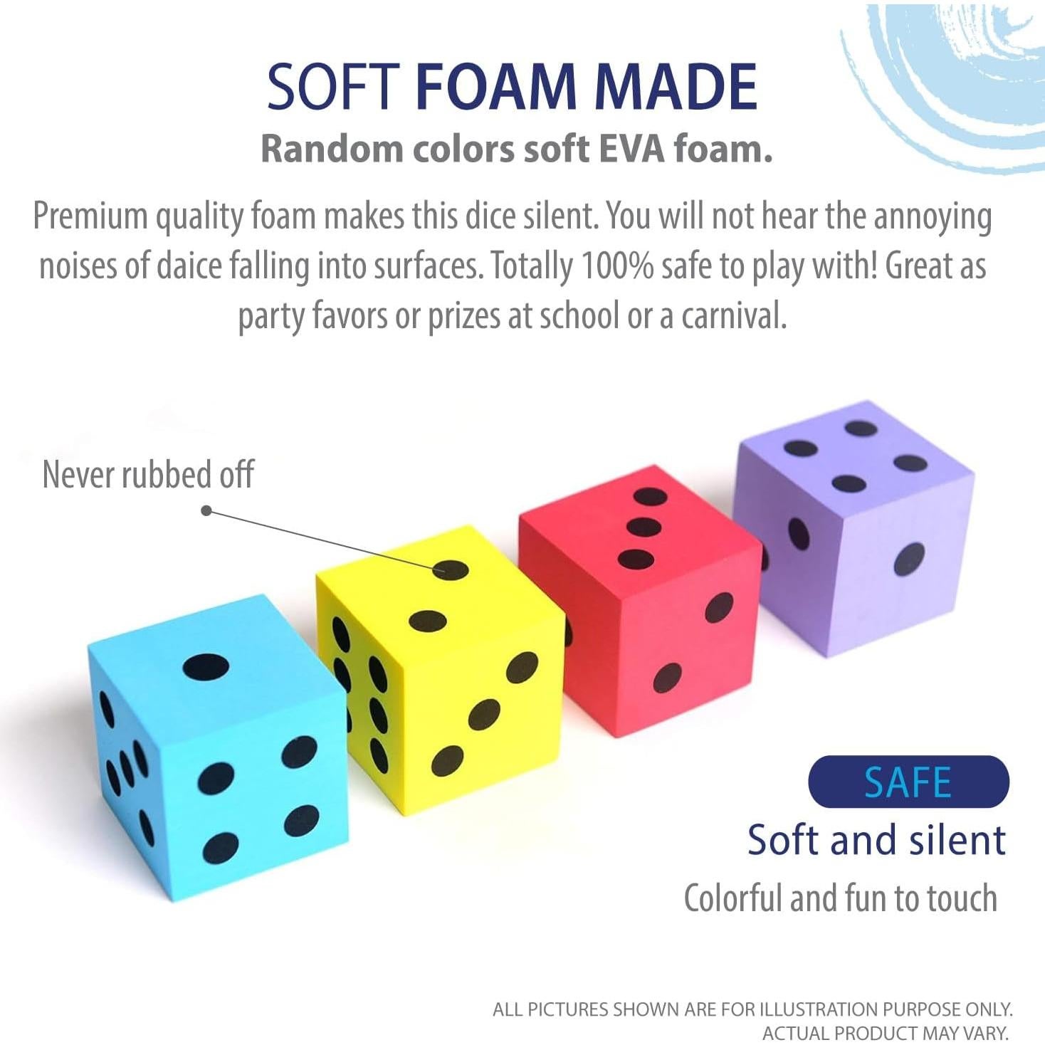 Dados de Espuma Deke Home - Paquete de 4, 5 cm, Colores Brillantes