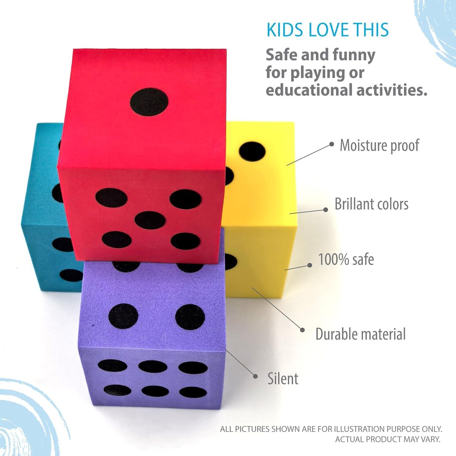 Dados de Espuma Deke Home - Paquete de 4, 5 cm, Colores Brillantes