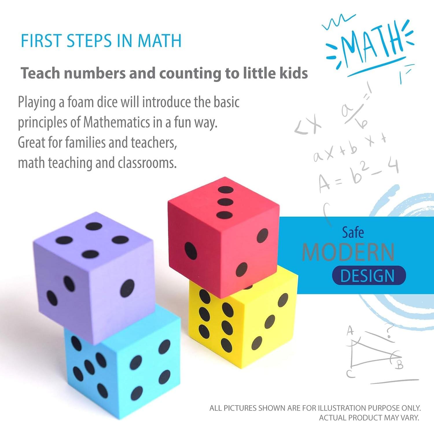 Dados de Espuma Deke Home - Paquete de 4, 5 cm, Colores Brillantes