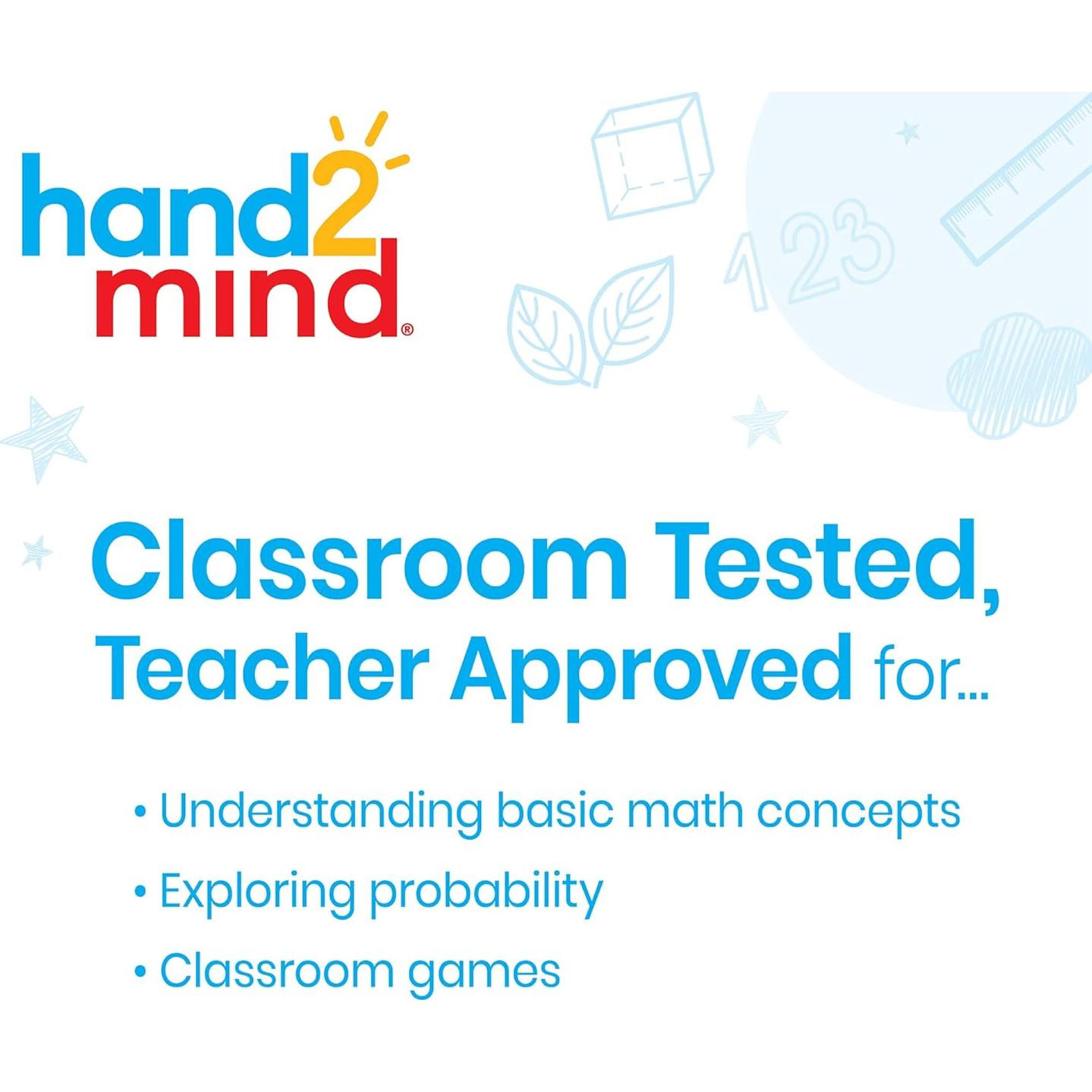 Dados Borrables Hand2Mind para Niños 5-8 Años - Paquete de 4