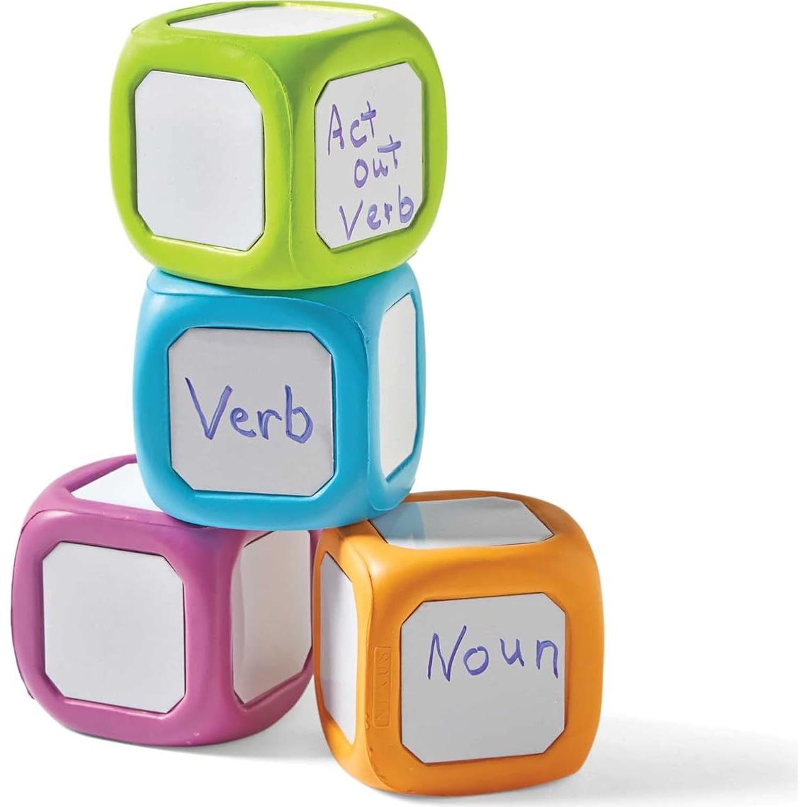 Dados Borrables Hand2Mind para Niños 5-8 Años - Paquete de 4