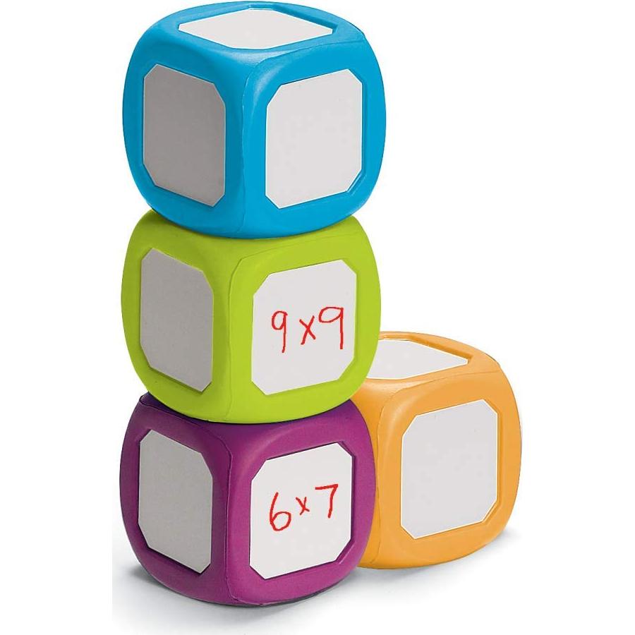 Dados Borrables Hand2Mind para Niños 5-8 Años - Paquete de 4