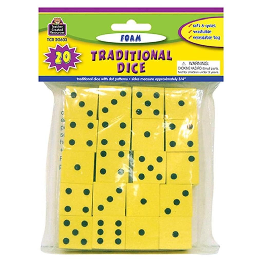 Dados Tradicionales de Espuma TCR20603 - 20 Piezas Amarillo
