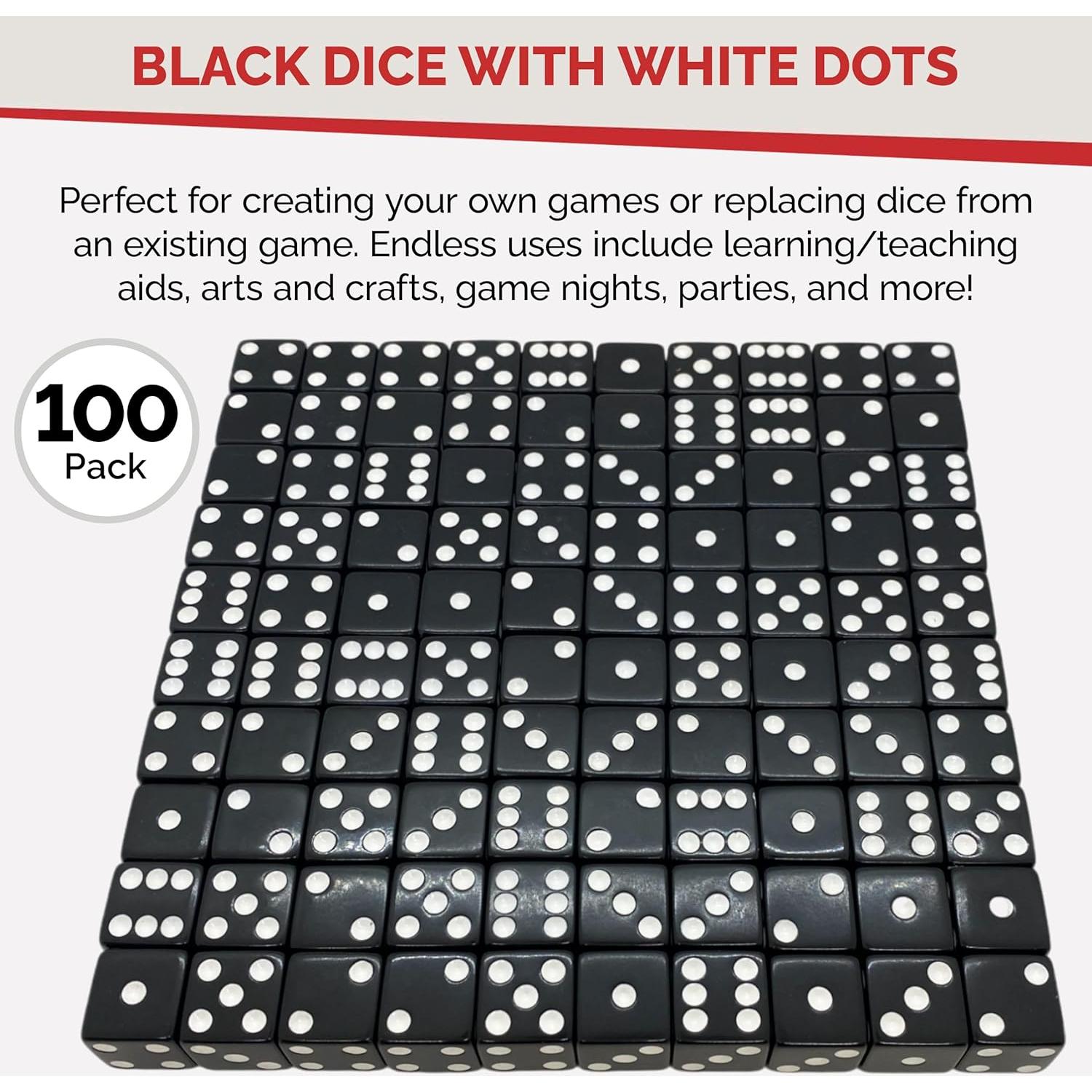 Dados Estándar 16 mm Mr. Chips Negros - Paquete de 100