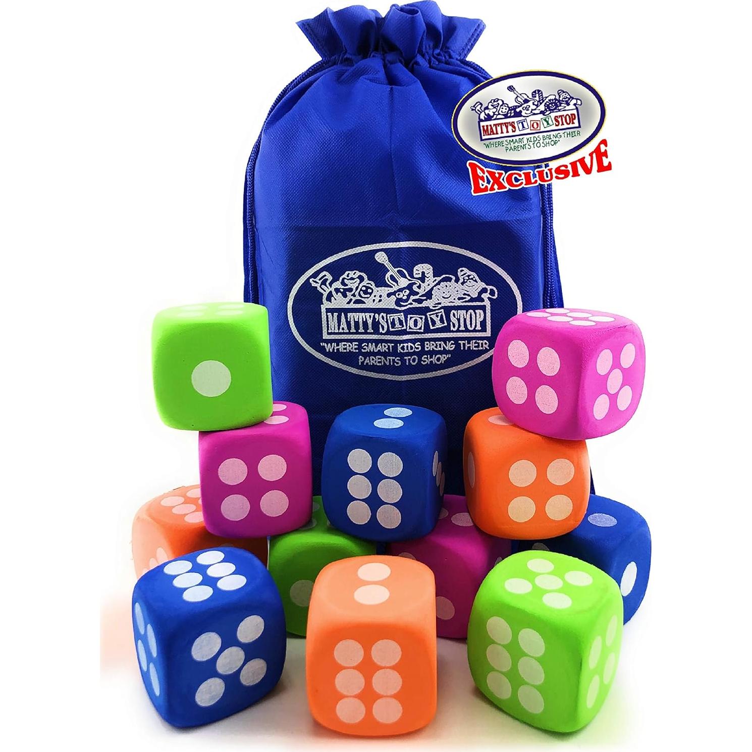 Dados de espuma EVA grandes Matty's Toy Stop - 12 unidades