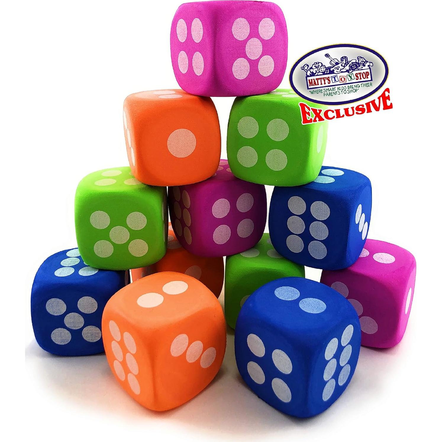 Dados de espuma EVA grandes Matty's Toy Stop - 12 unidades