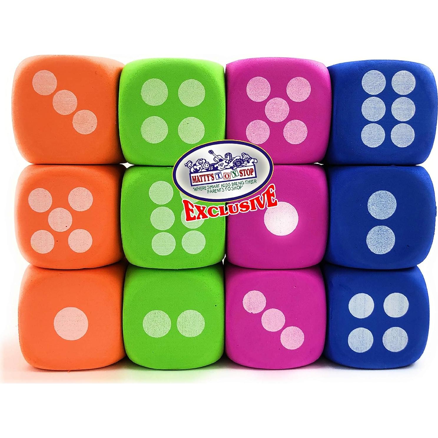 Dados de espuma EVA grandes Matty's Toy Stop - 12 unidades