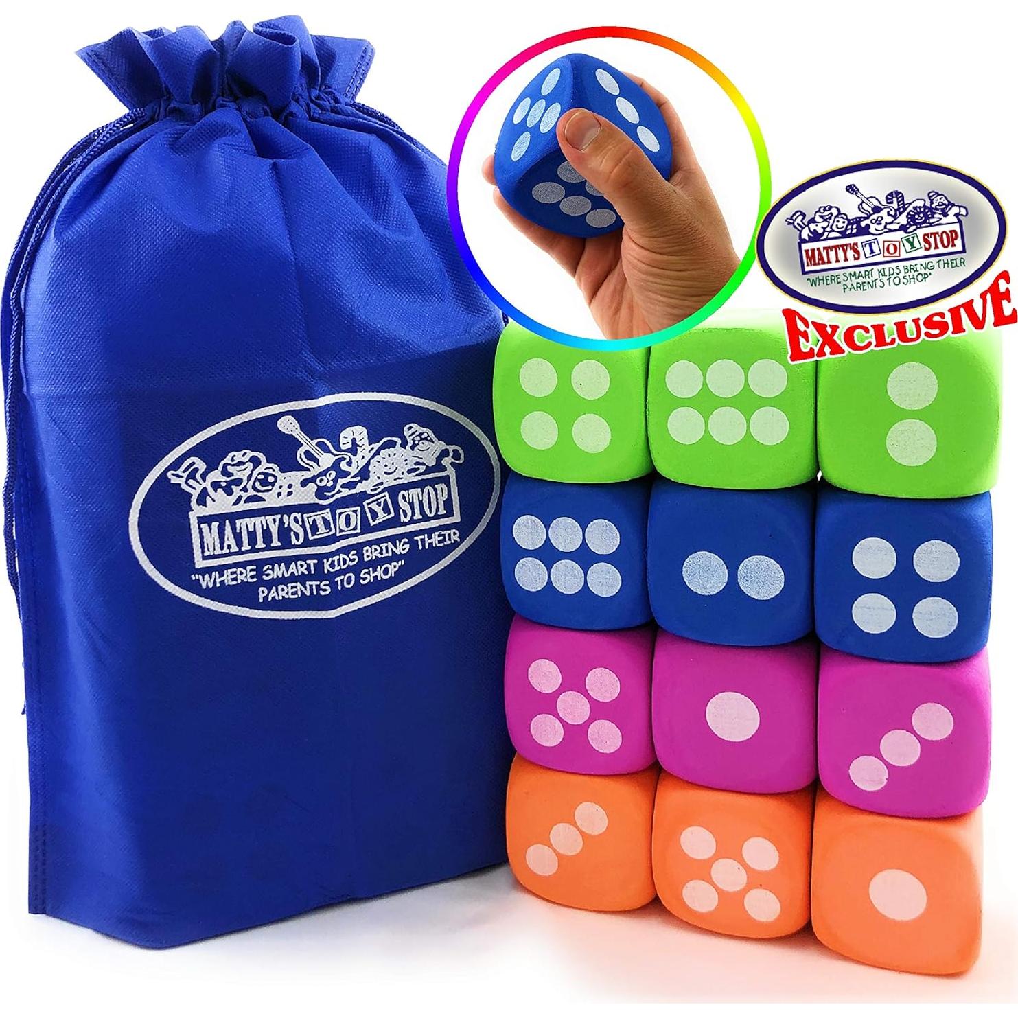 Dados de espuma EVA grandes Matty's Toy Stop - 12 unidades