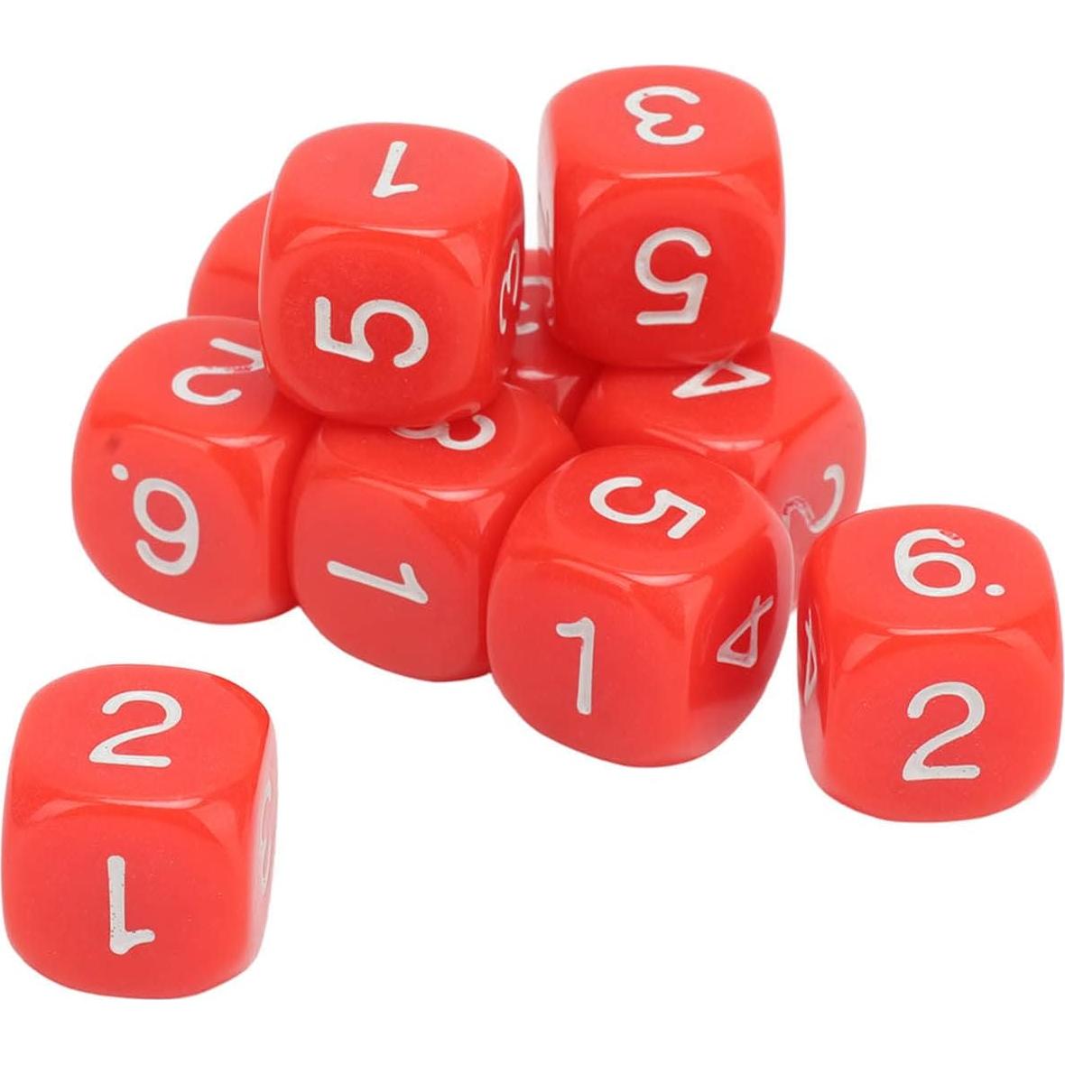 Conjunto de 20 Dados Numéricos de Plástico Rojo 16mm