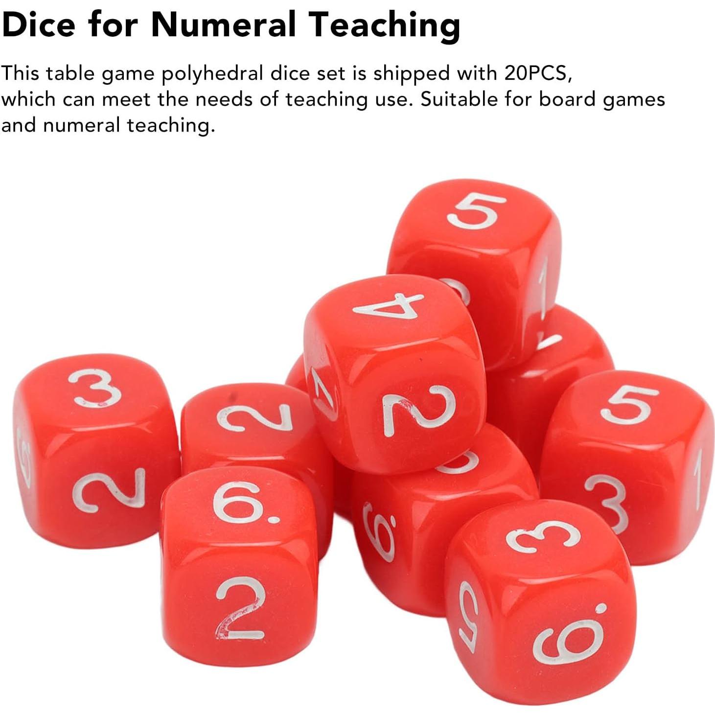 Conjunto de 20 Dados Numéricos de Plástico Rojo 16mm