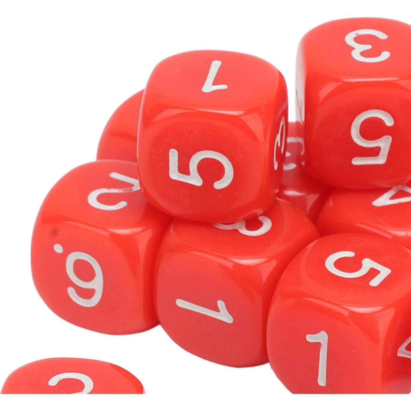 Conjunto de 20 Dados Numéricos de Plástico Rojo 16mm