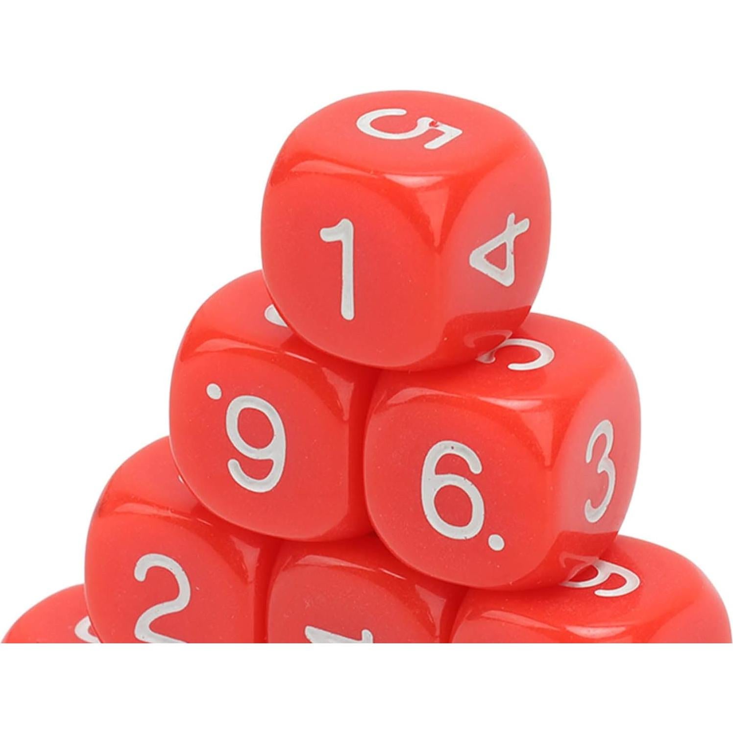 Conjunto de 20 Dados Numéricos de Plástico Rojo 16mm