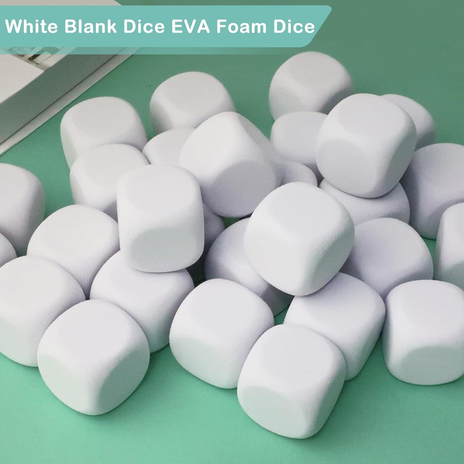 10 Dados de Espuma EVA Blancos 5 cm para Manualidades y Juegos
