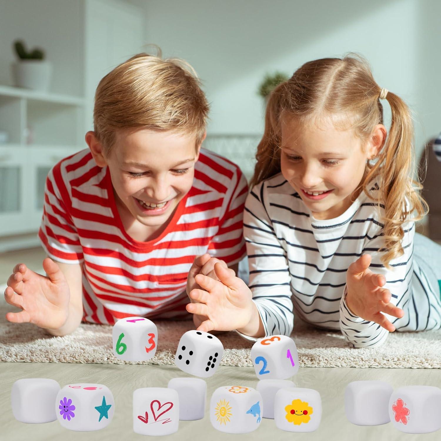 10 Dados de Espuma EVA Blancos 5 cm para Manualidades y Juegos