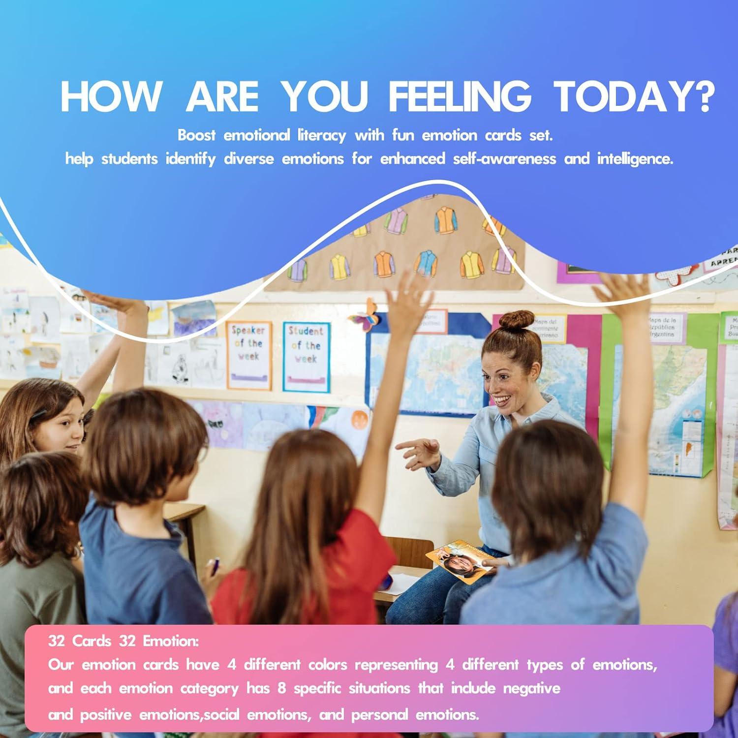 MEROCO Feelings Emotions Cards for Kids Therapy, Realistic Picture Cards for Speech Therapy Mirror, Aba Therapy Materials Autism Social Emotional Learning Materials