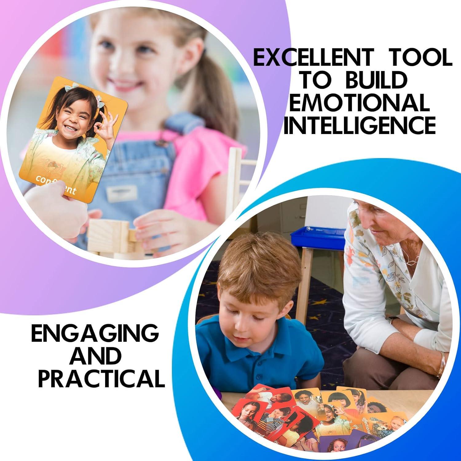 MEROCO Feelings Emotions Cards for Kids Therapy, Realistic Picture Cards for Speech Therapy Mirror, Aba Therapy Materials Autism Social Emotional Learning Materials