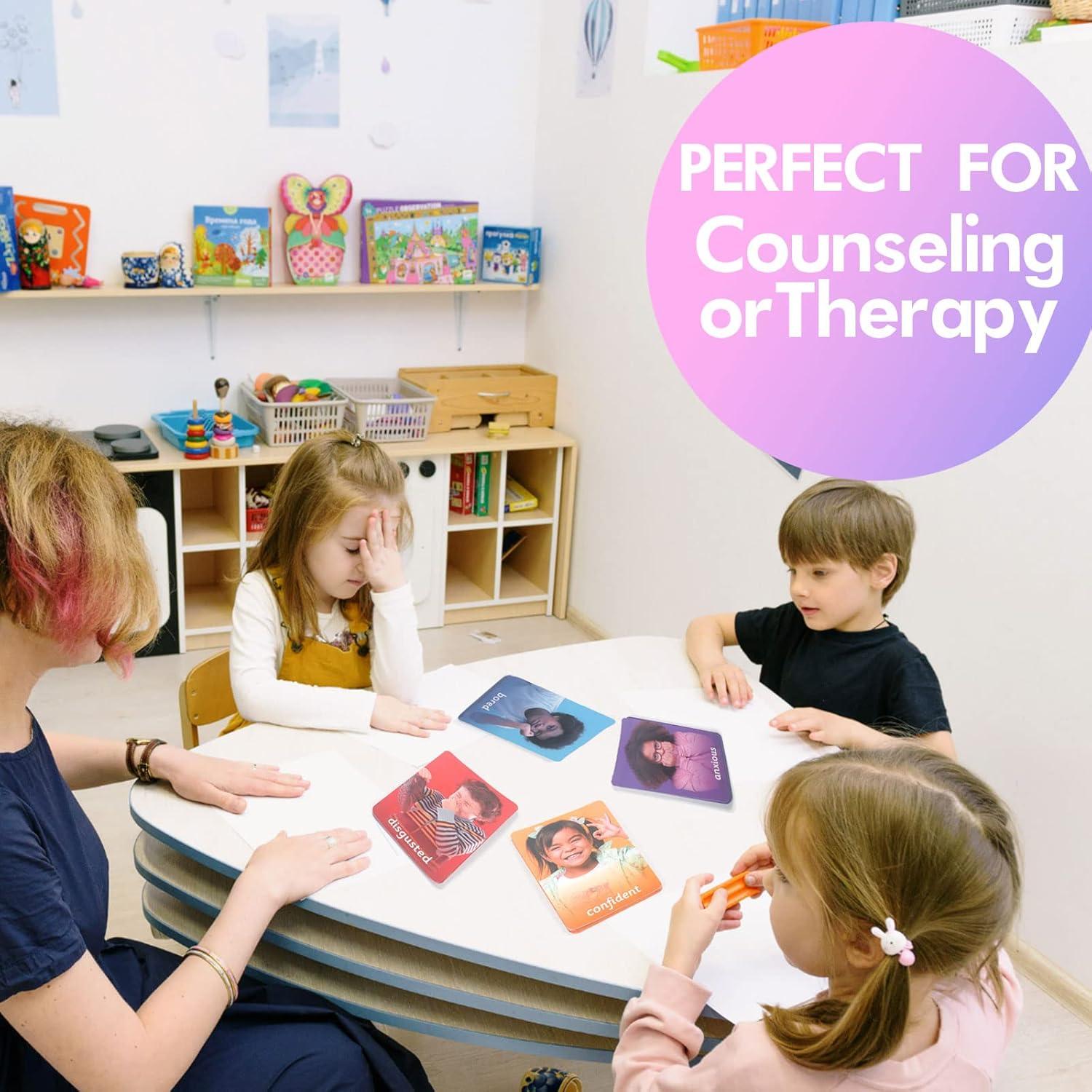MEROCO Feelings Emotions Cards for Kids Therapy, Realistic Picture Cards for Speech Therapy Mirror, Aba Therapy Materials Autism Social Emotional Learning Materials