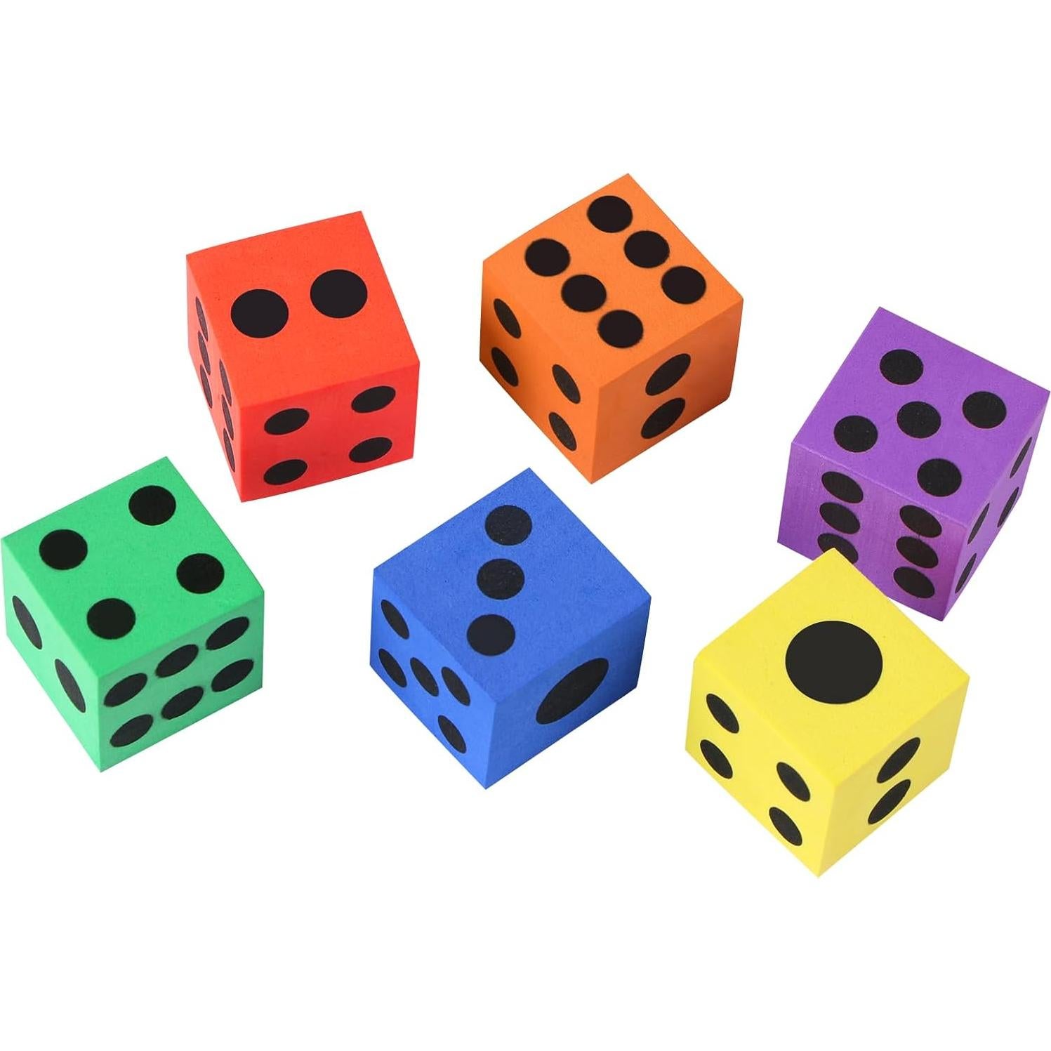 Juego de Dados de Espuma MIDELONG - 6 Cubos Coloridos 3.81 cm
