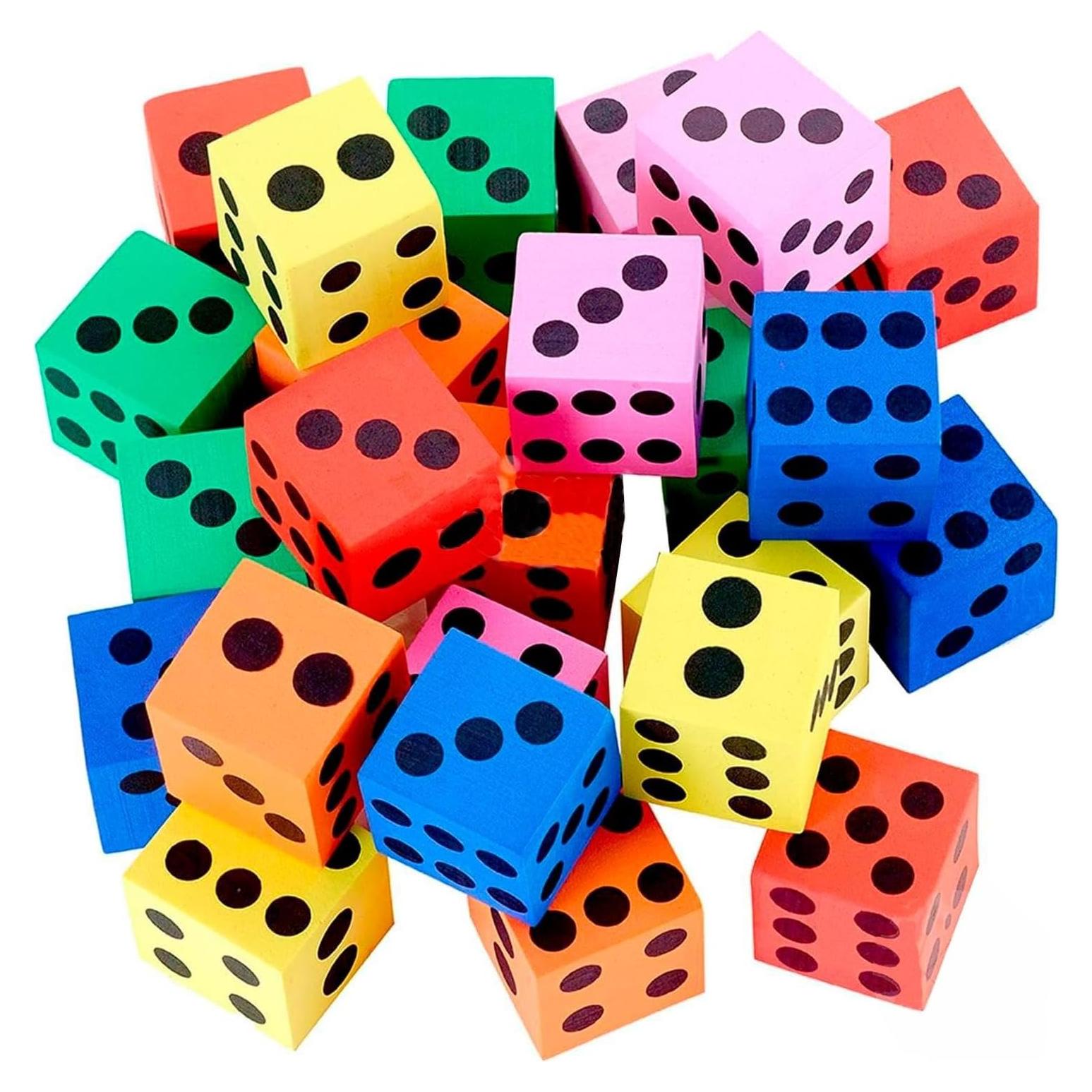 Juego de Dados de Espuma Kicko - 24 Dados Coloridos 3.81 cm
