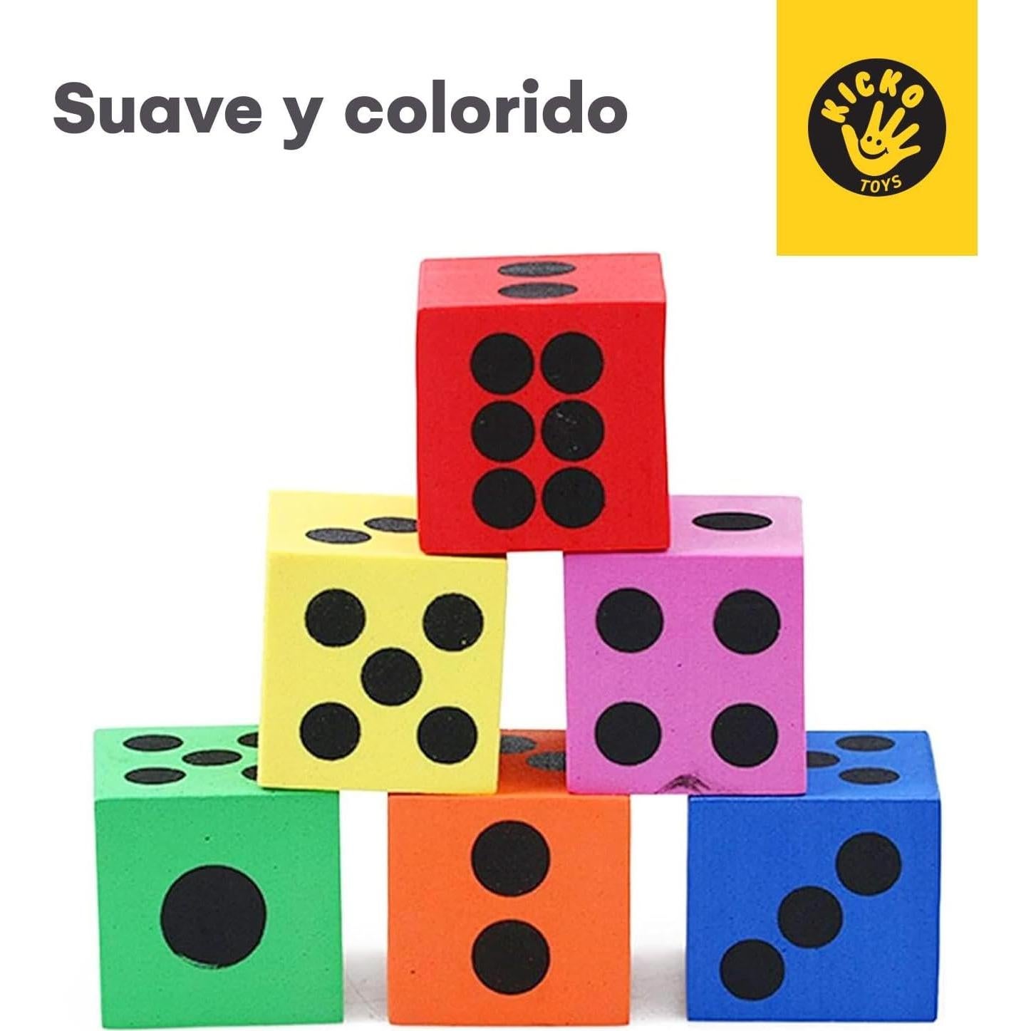 Juego de Dados de Espuma Kicko - 24 Dados Coloridos 3.81 cm