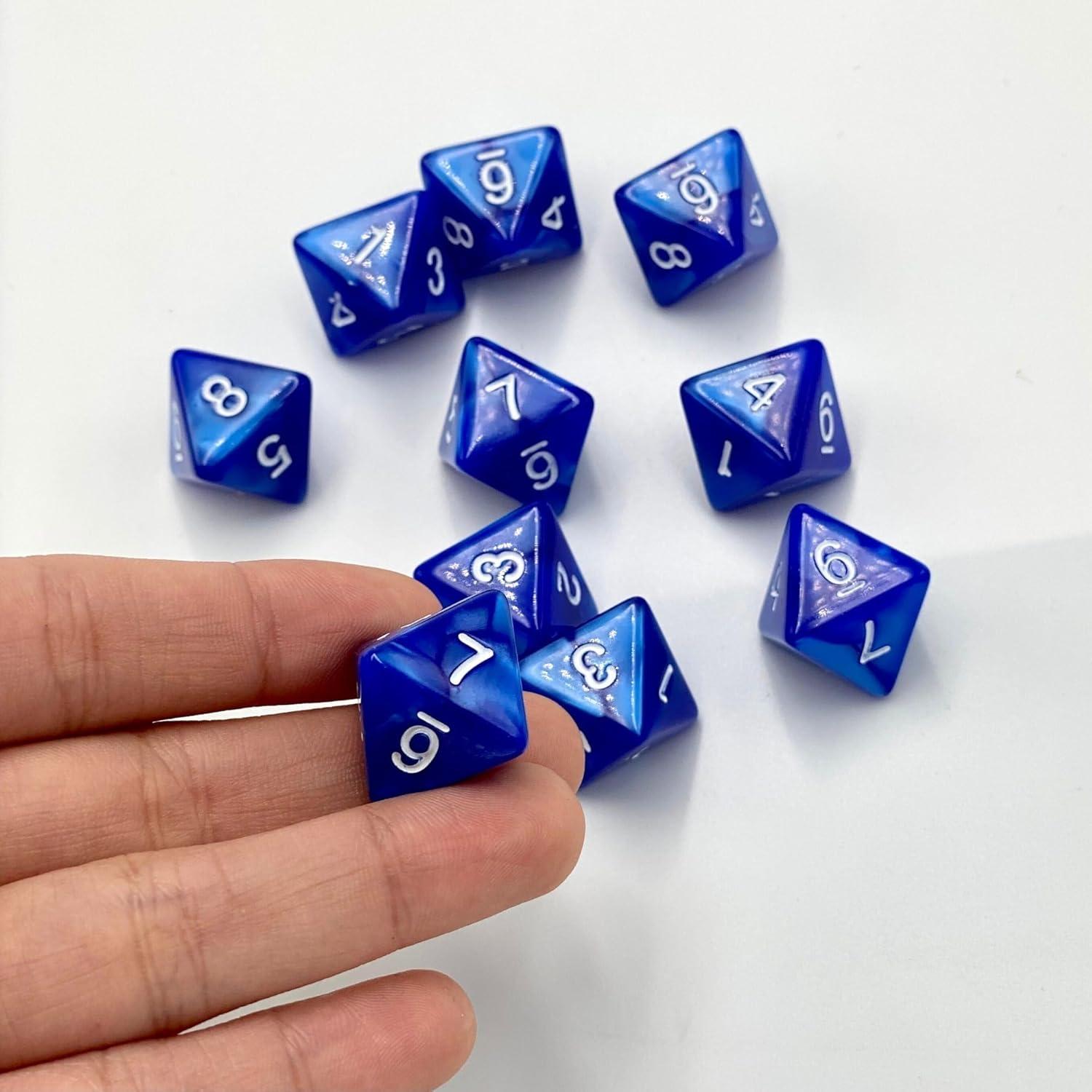 Juego de 10 Dados Poliedricos D8 Marsrut - Azul 1.6cm
