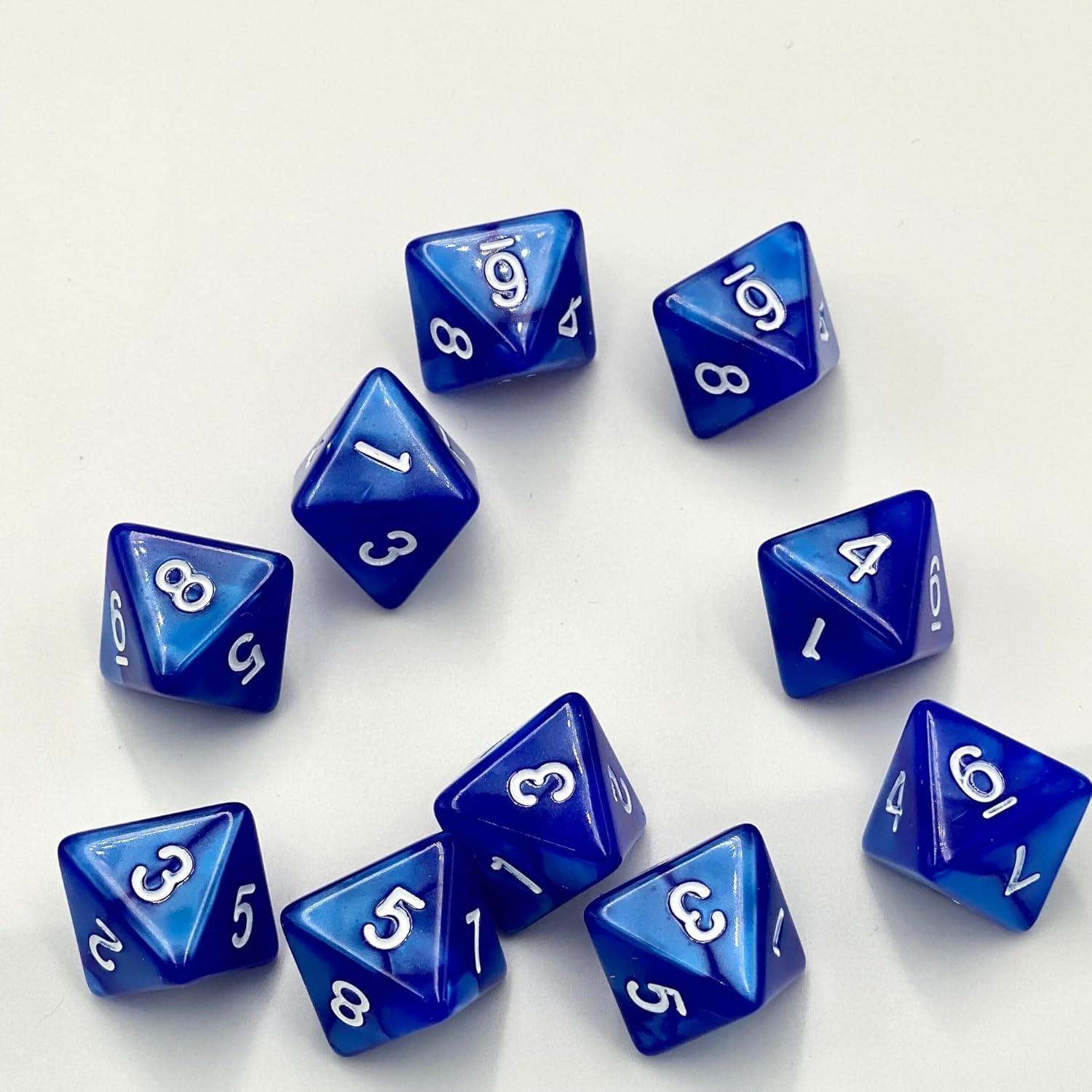 Juego de 10 Dados Poliedricos D8 Marsrut - Azul 1.6cm