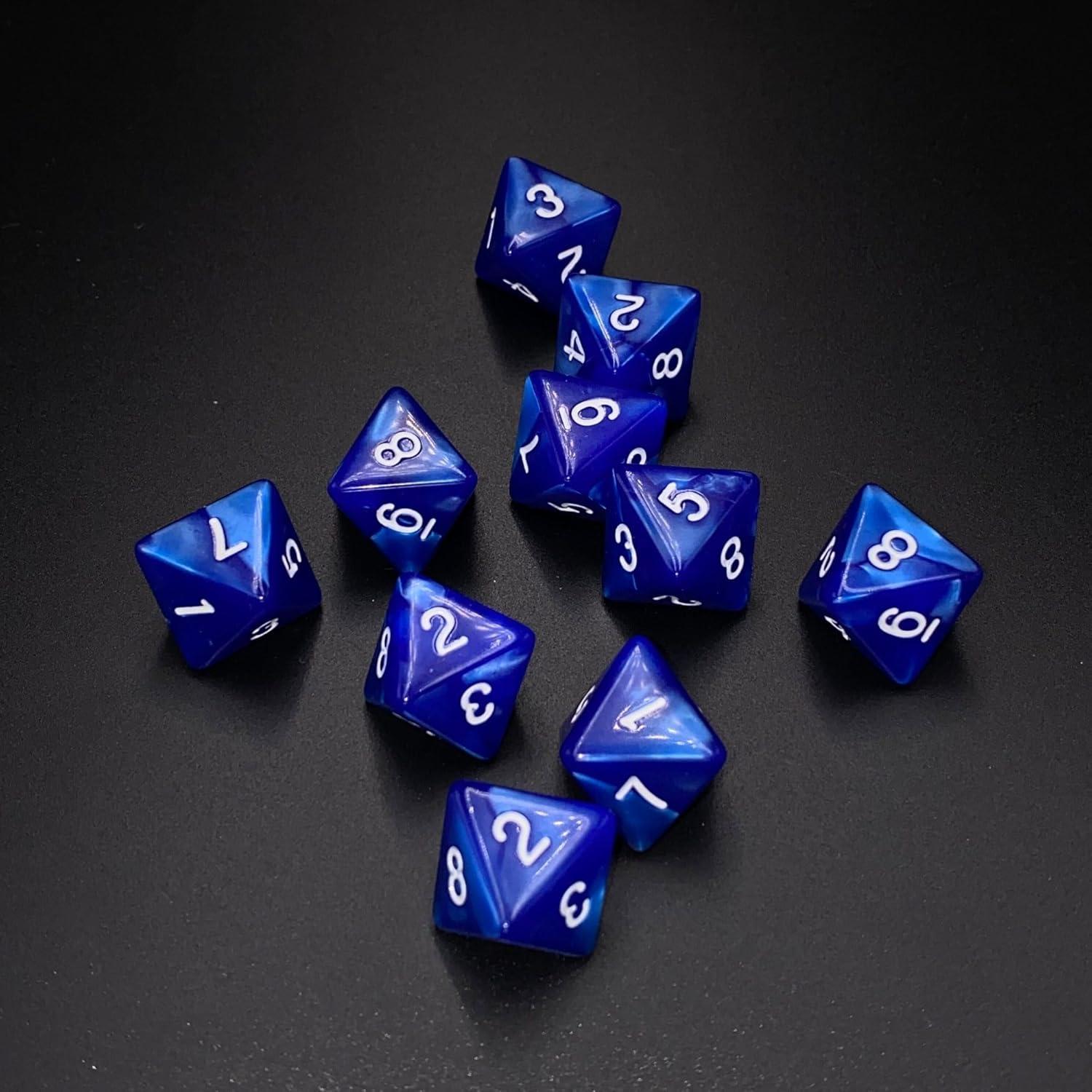 Juego de 10 Dados Poliedricos D8 Marsrut - Azul 1.6cm