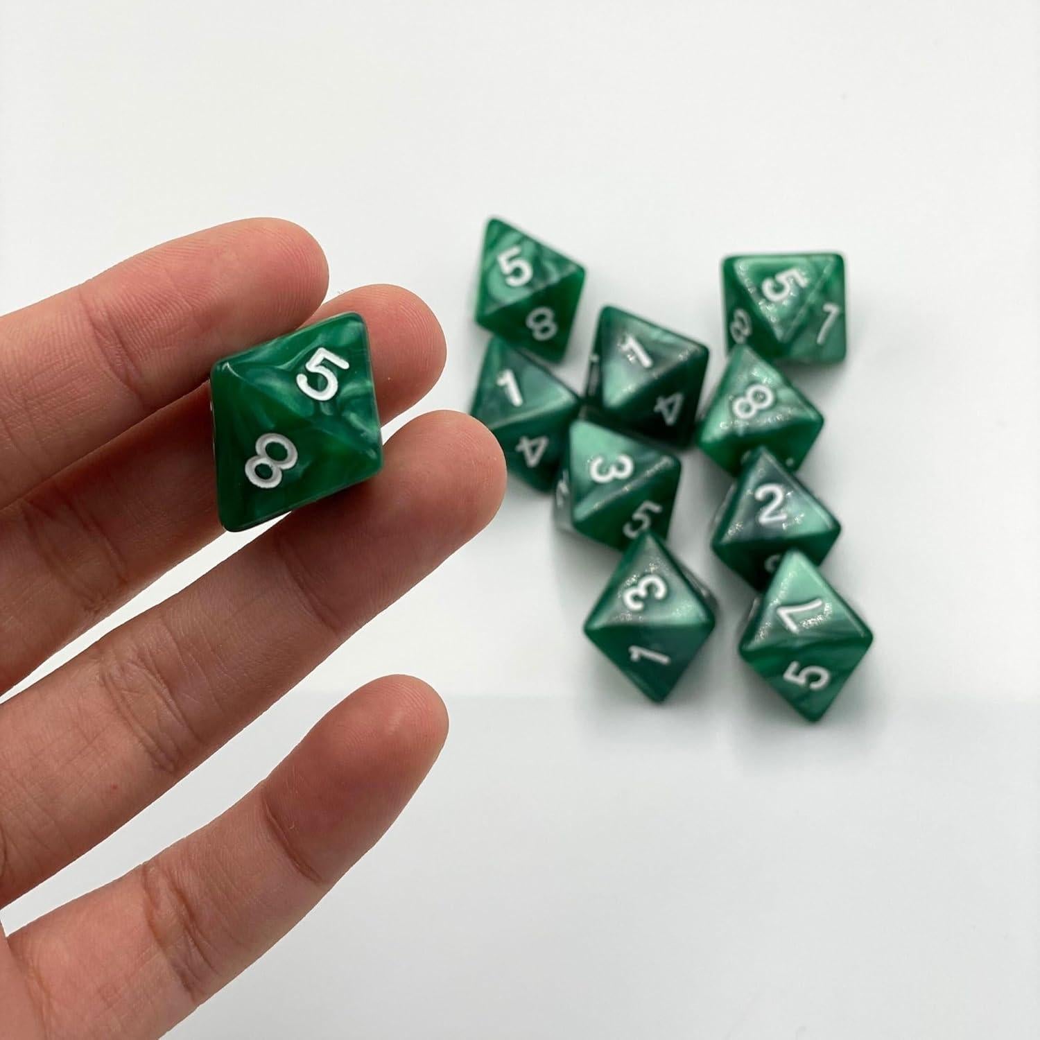 Juego de 10 Dados Poliedricos D8 Verde Marsrut 1.6cm