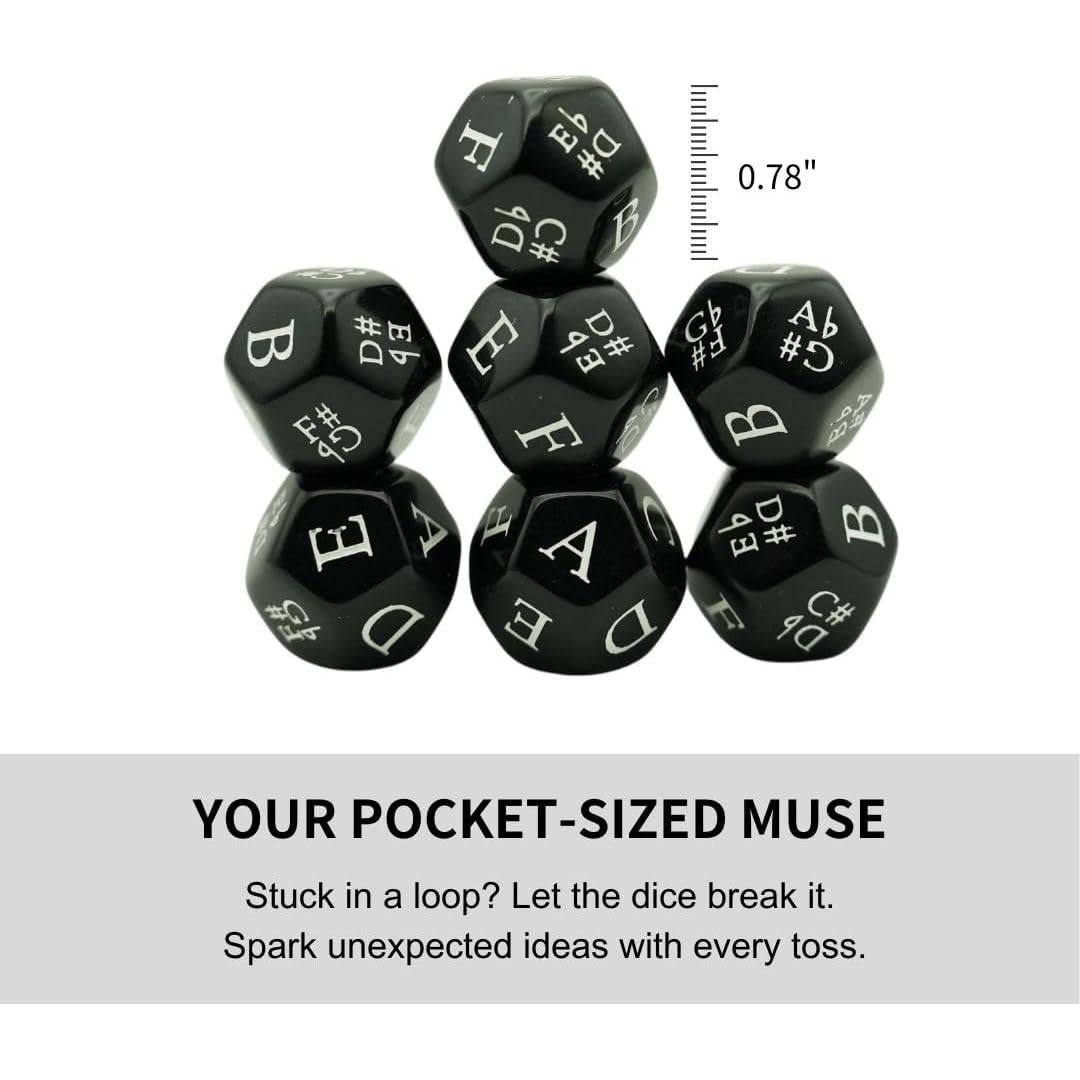 Juego de Dados Musicales Funeishi - 7 Dados D12 con Notas