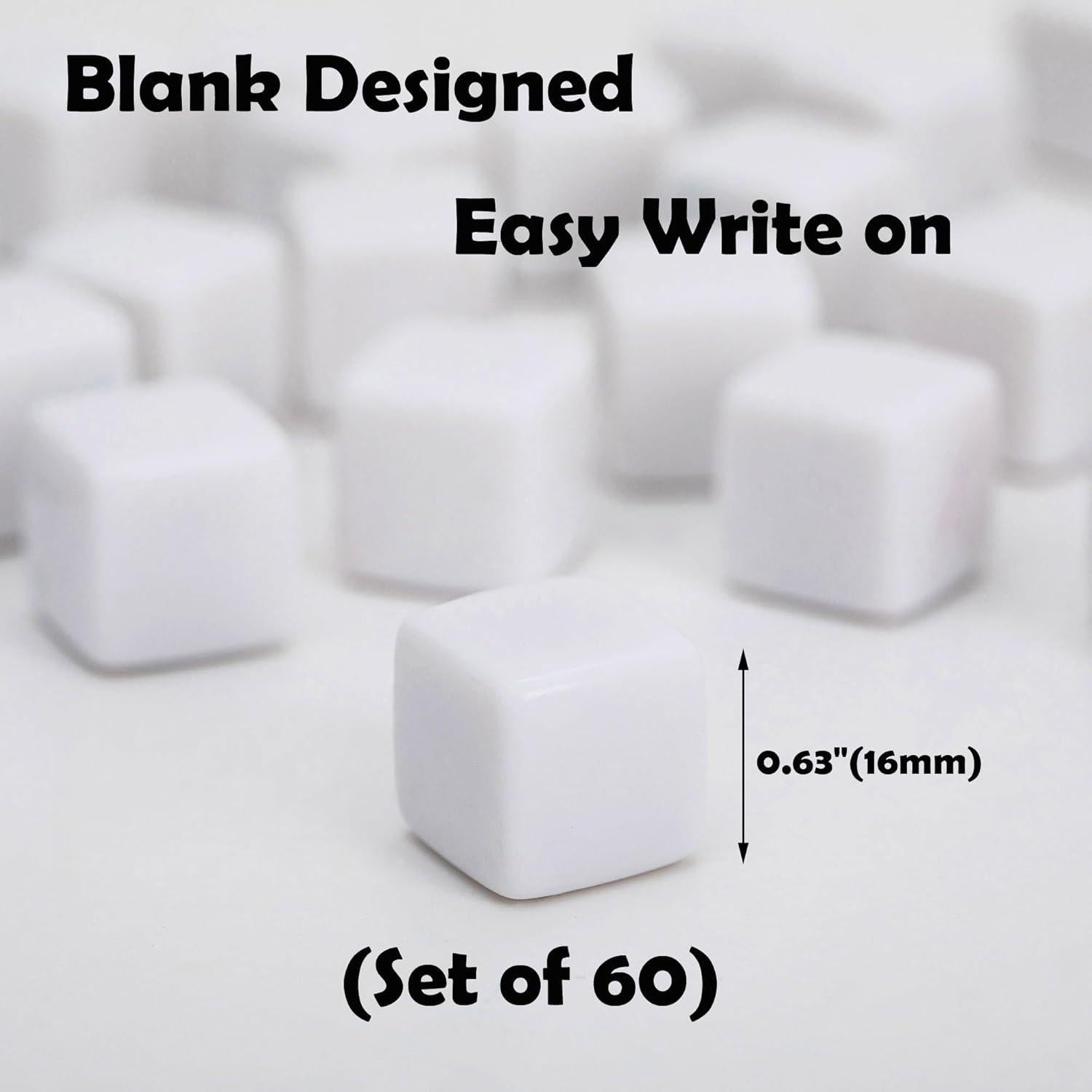 60 Dados en Blanco 16MM AiFanS para Juegos y DIY