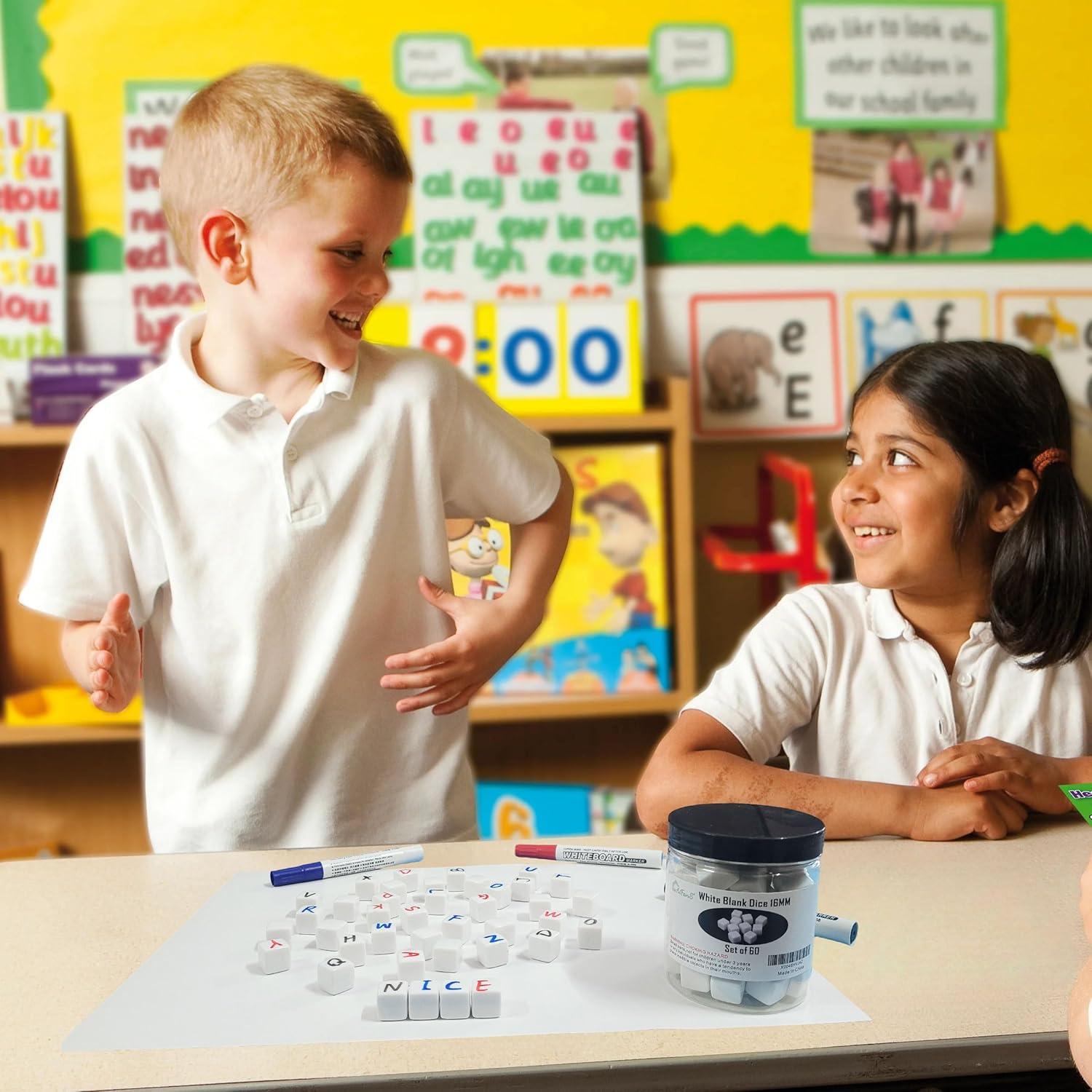 60 Dados en Blanco 16MM AiFanS para Juegos y DIY