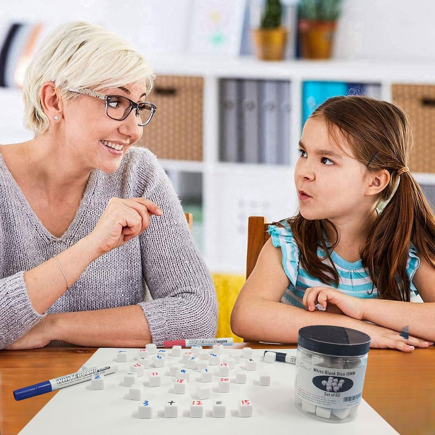 60 Dados en Blanco 16MM AiFanS para Juegos y DIY
