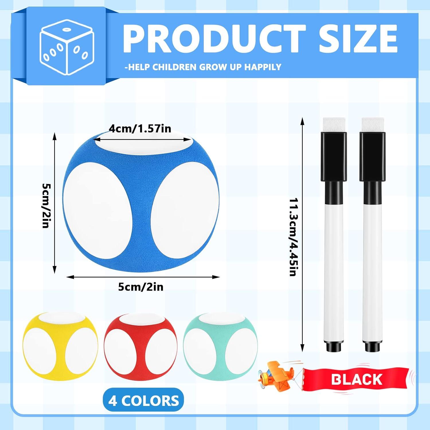 Juego de Dados Borrables Chivao 5 cm con Marcador - 4 Pzs