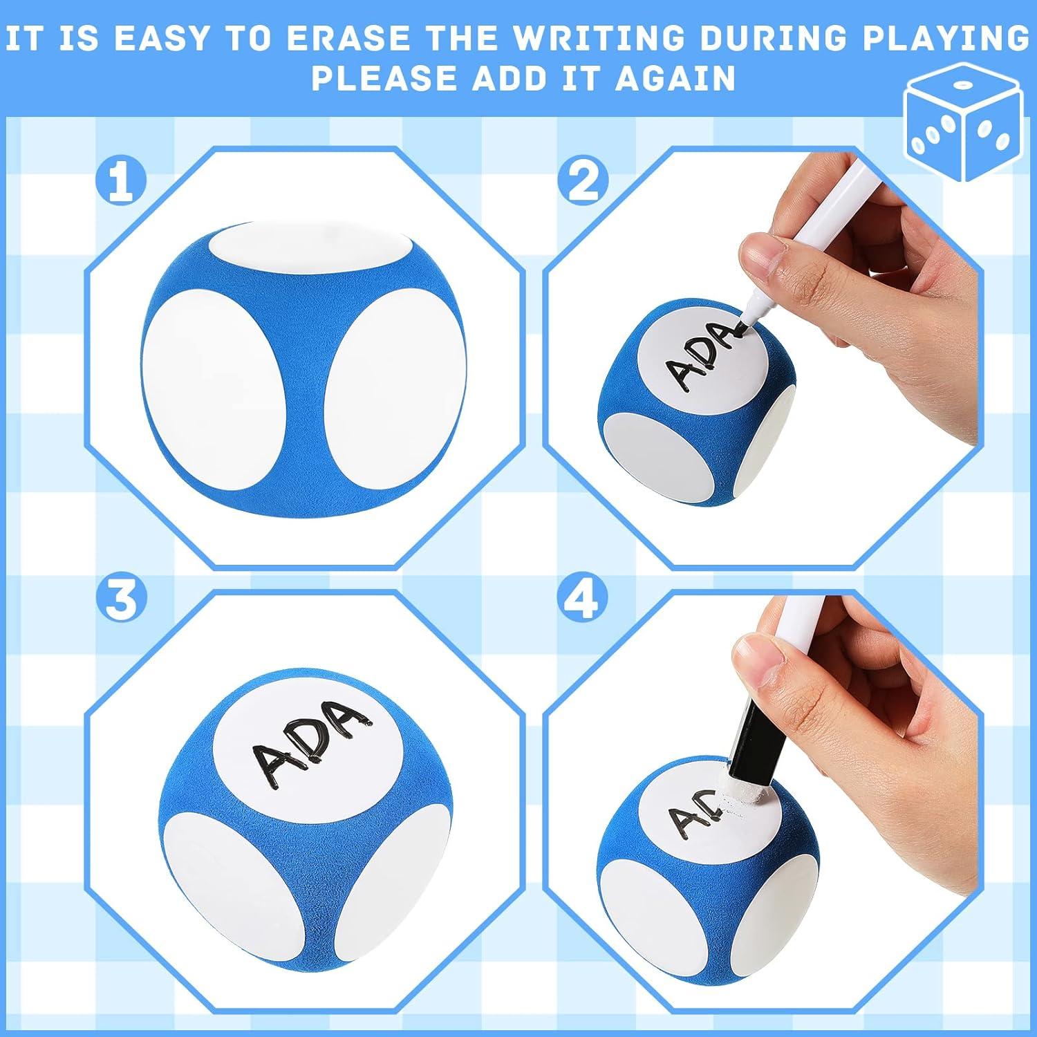 Juego de Dados Borrables Chivao 5 cm con Marcador - 4 Pzs