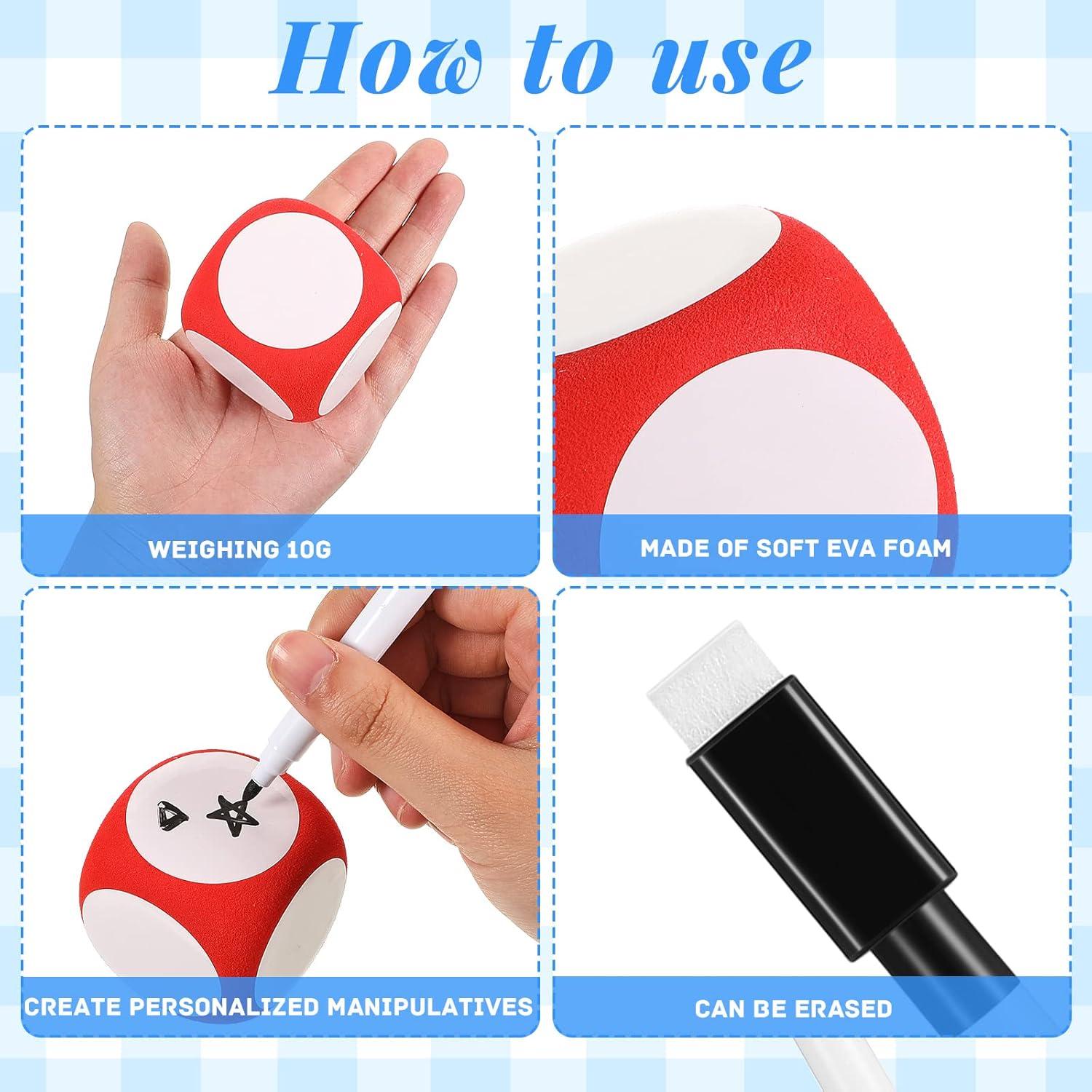 Juego de Dados Borrables Chivao 5 cm con Marcador - 4 Pzs