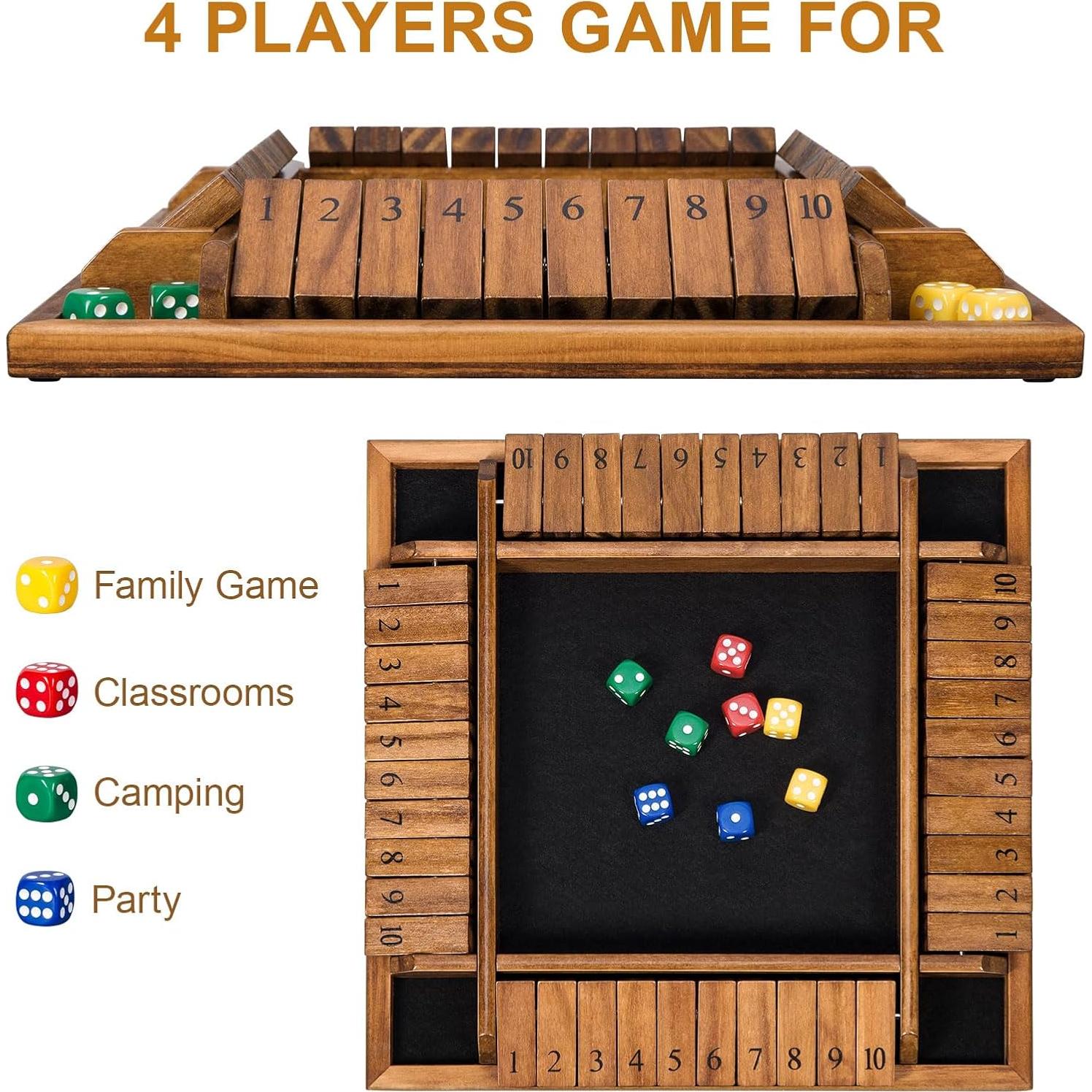 Juego de Dados Cierra La Caja BIVOMON - 16 Dados, Madera, 1-4 Jugadores