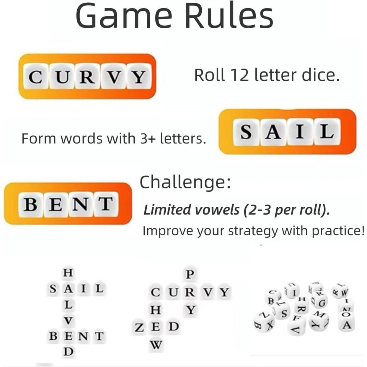 Juego de Dados de Sopa de Letras TianChenNO - 12 Letras, Viaje