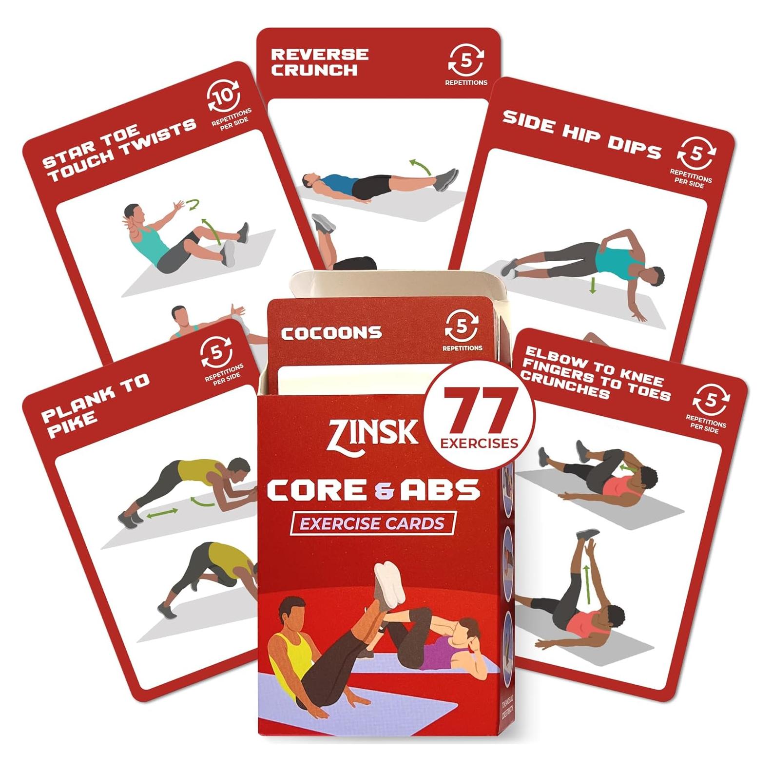 Tarjetas de Ejercicio Abdomen y Núcleo - 80 Ejercicios Personalizados