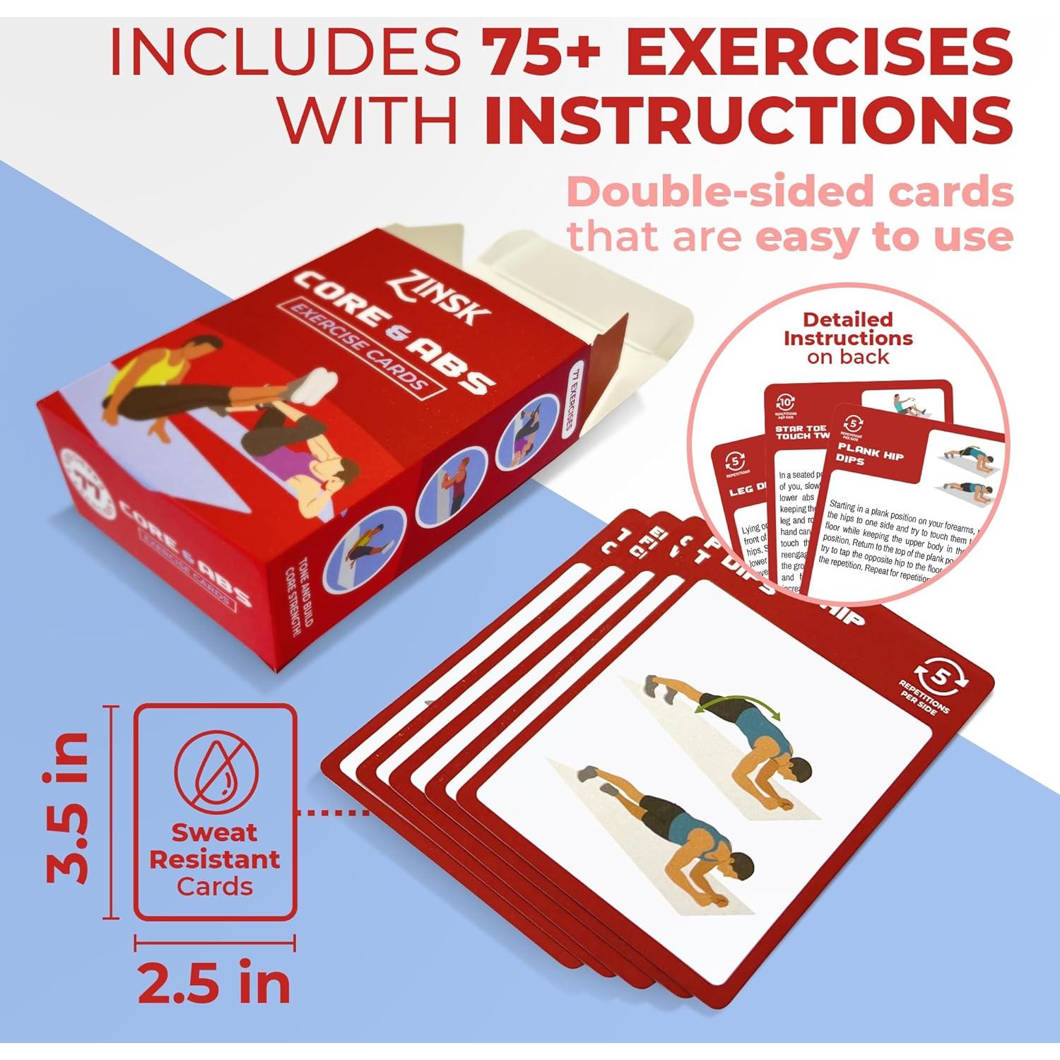 Tarjetas de Ejercicio Abdomen y Núcleo - 80 Ejercicios Personalizados