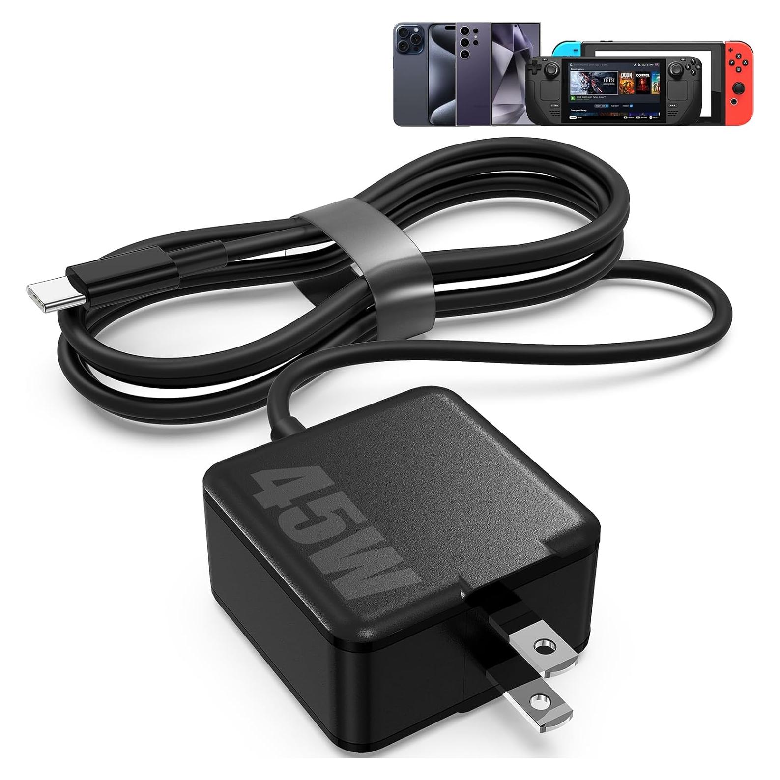 Cargador Rápido 45W USB-C con Cable 1.8m para Switch y iPhone
