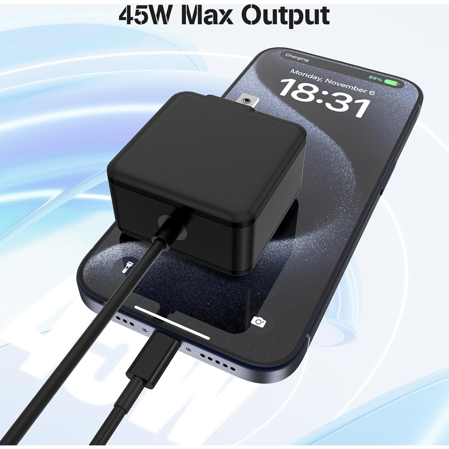 Cargador Rápido 45W USB-C con Cable 1.8m para Switch y iPhone