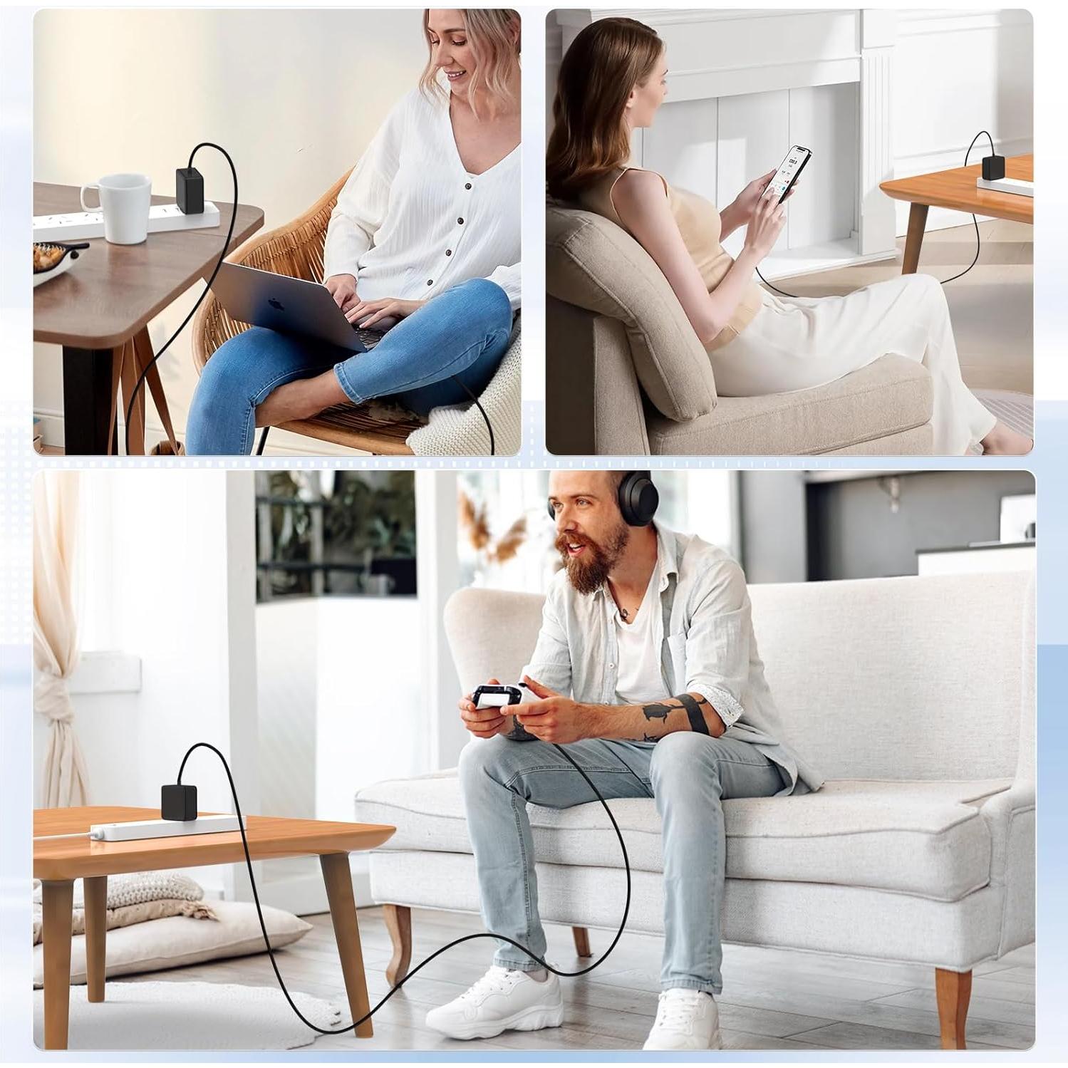 Cargador Rápido 45W USB-C con Cable 1.8m para Switch y iPhone